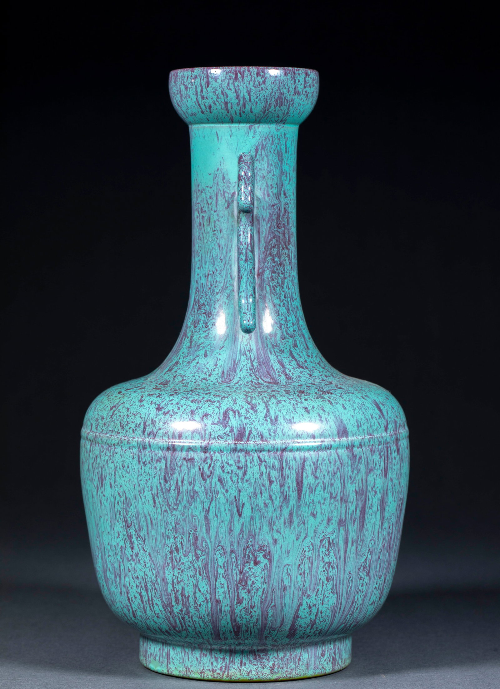 Jun Glaze String Pattern Double-Eared Club Vase - 5
