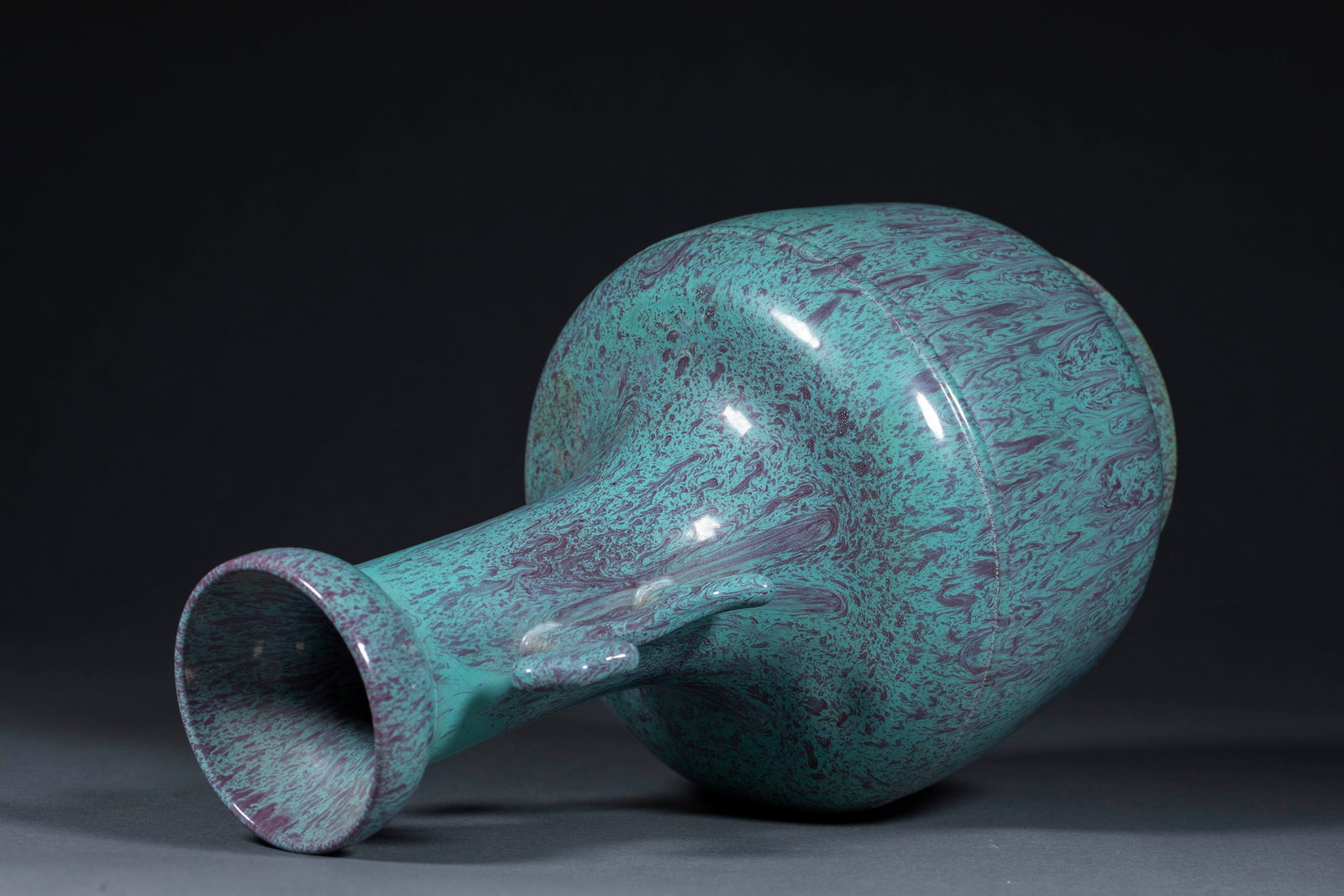 Jun Glaze String Pattern Double-Eared Club Vase - 7