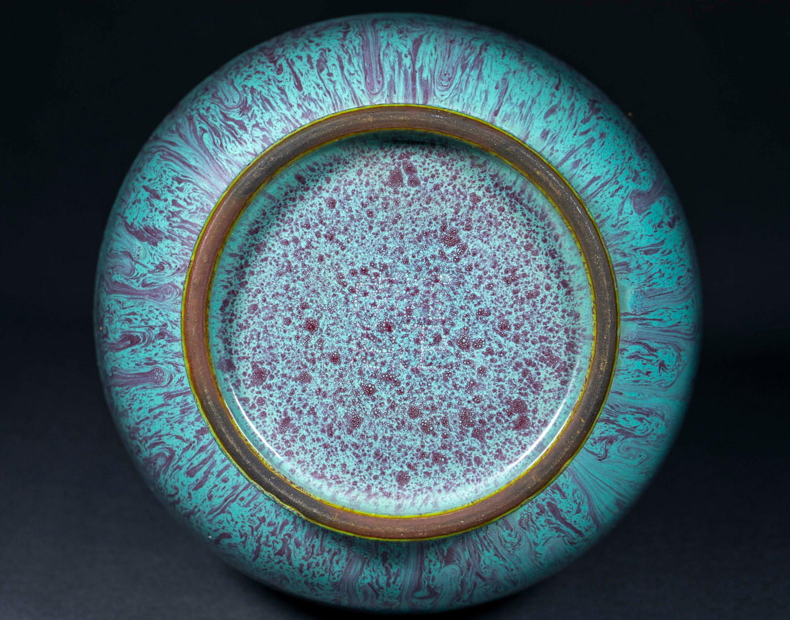 Jun Glaze String Pattern Double-Eared Club Vase - 8