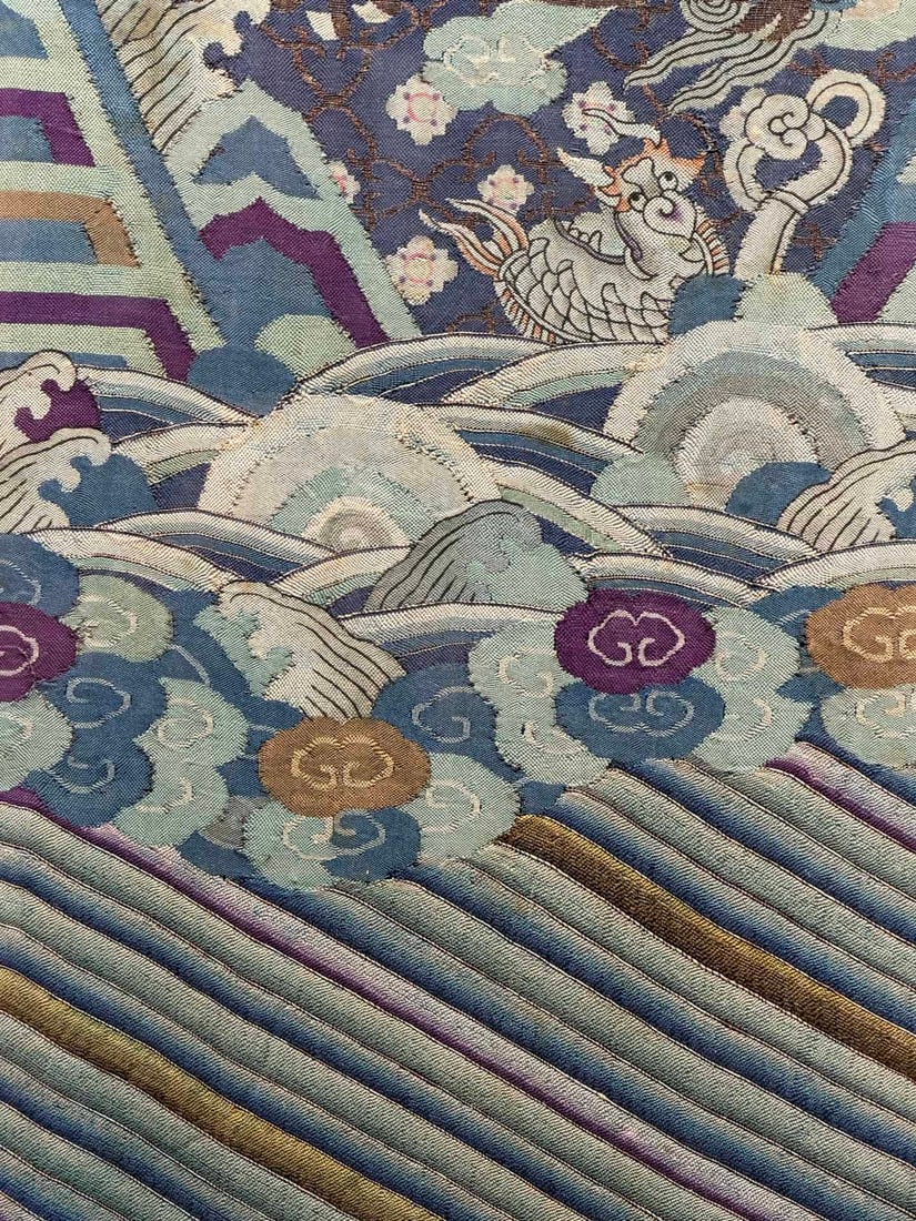 Qing Dynasty Dragon Pattern Kesi Hanging Screen Robe Material - 6