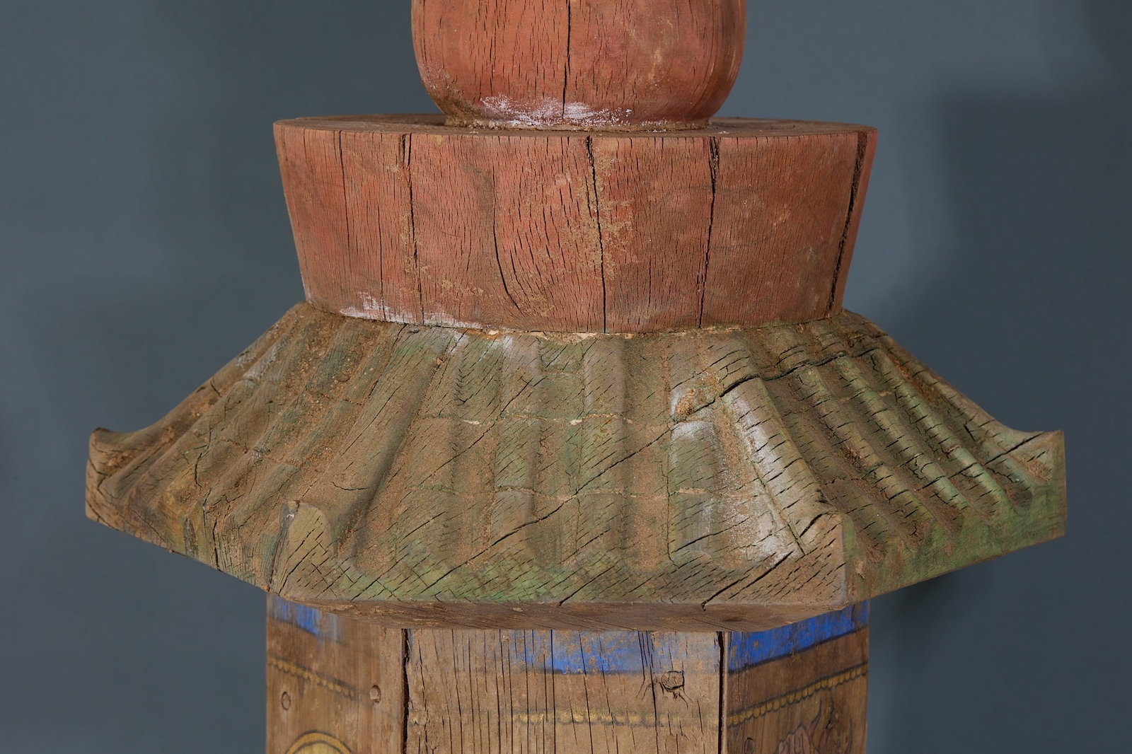 Cypress Wood Scripture Pagodas, A Pair - 4
