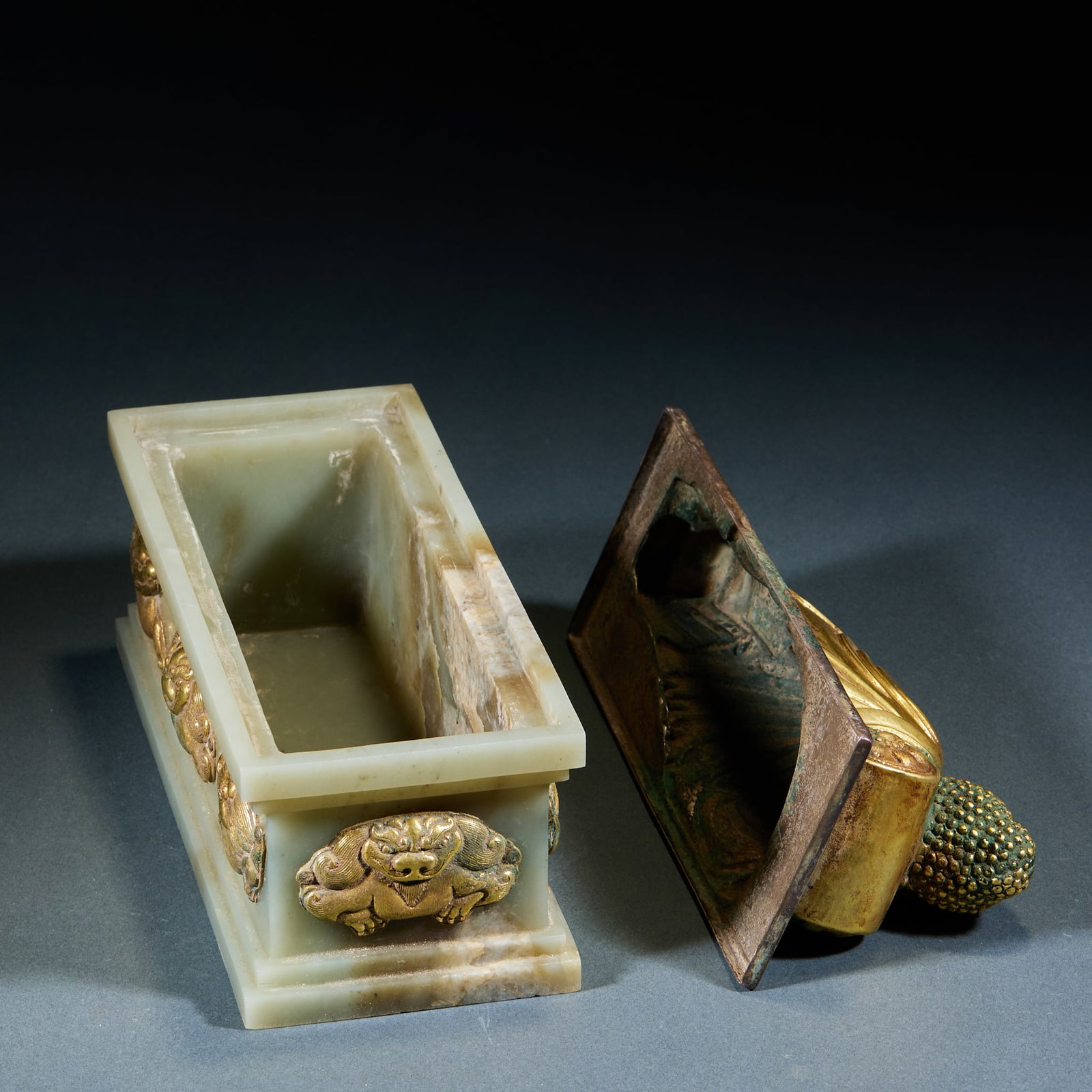 Gilt Silver Jade Wrapped Reclining Buddha, with Internal Scripture - 7