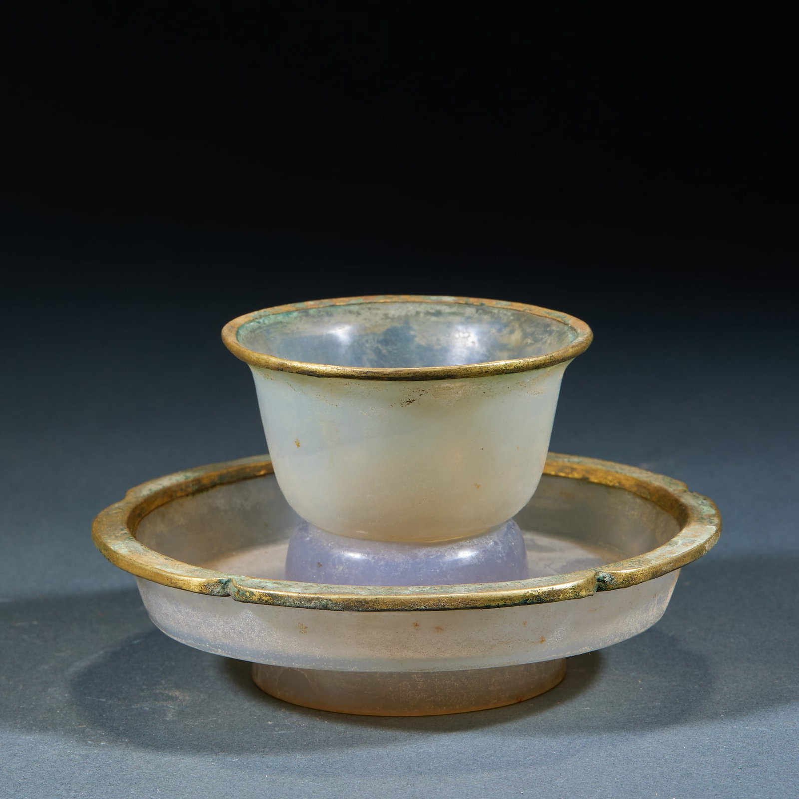 Agate Gold Wrapped Teacups, A Pair - 3