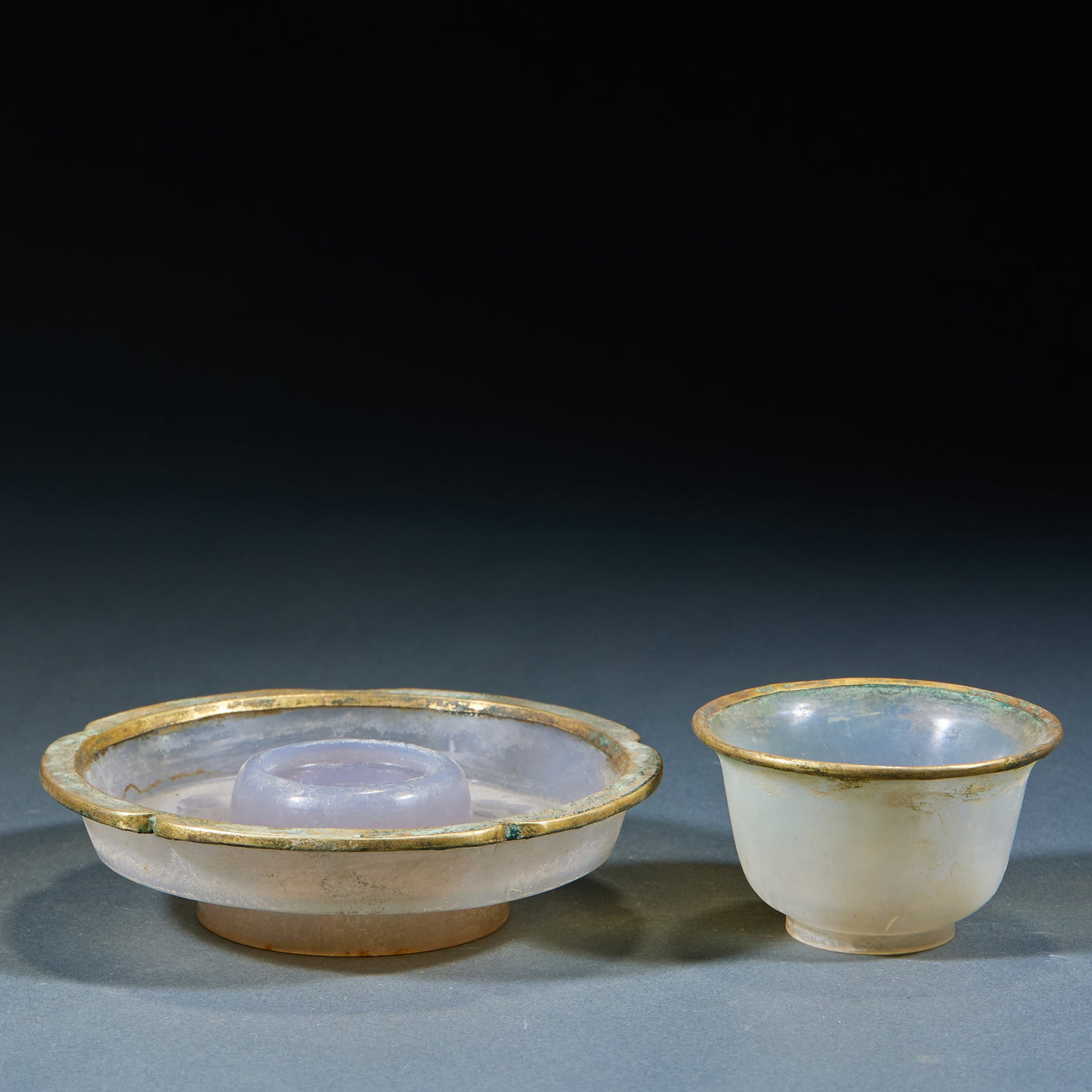 Agate Gold Wrapped Teacups, A Pair - 5