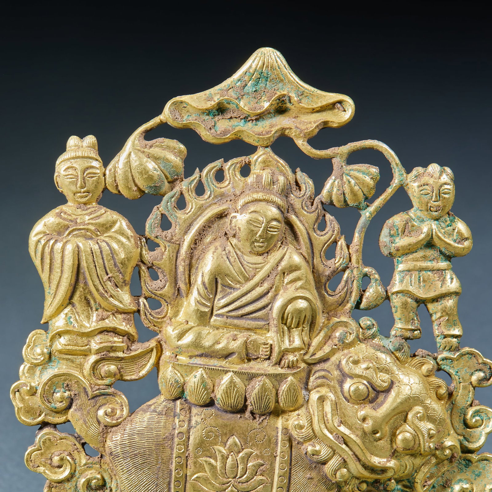 Gilt Silver One Buddha and Two Disciples - 2