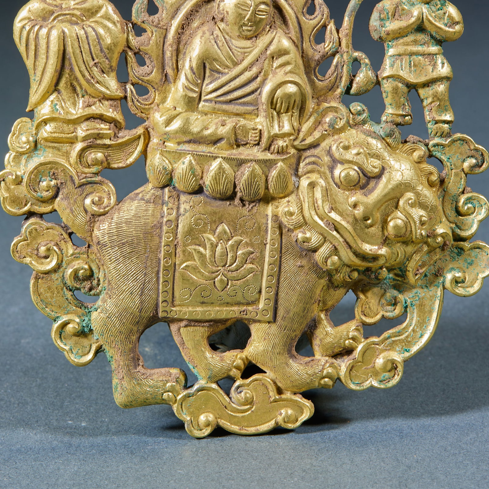 Gilt Silver One Buddha and Two Disciples - 3