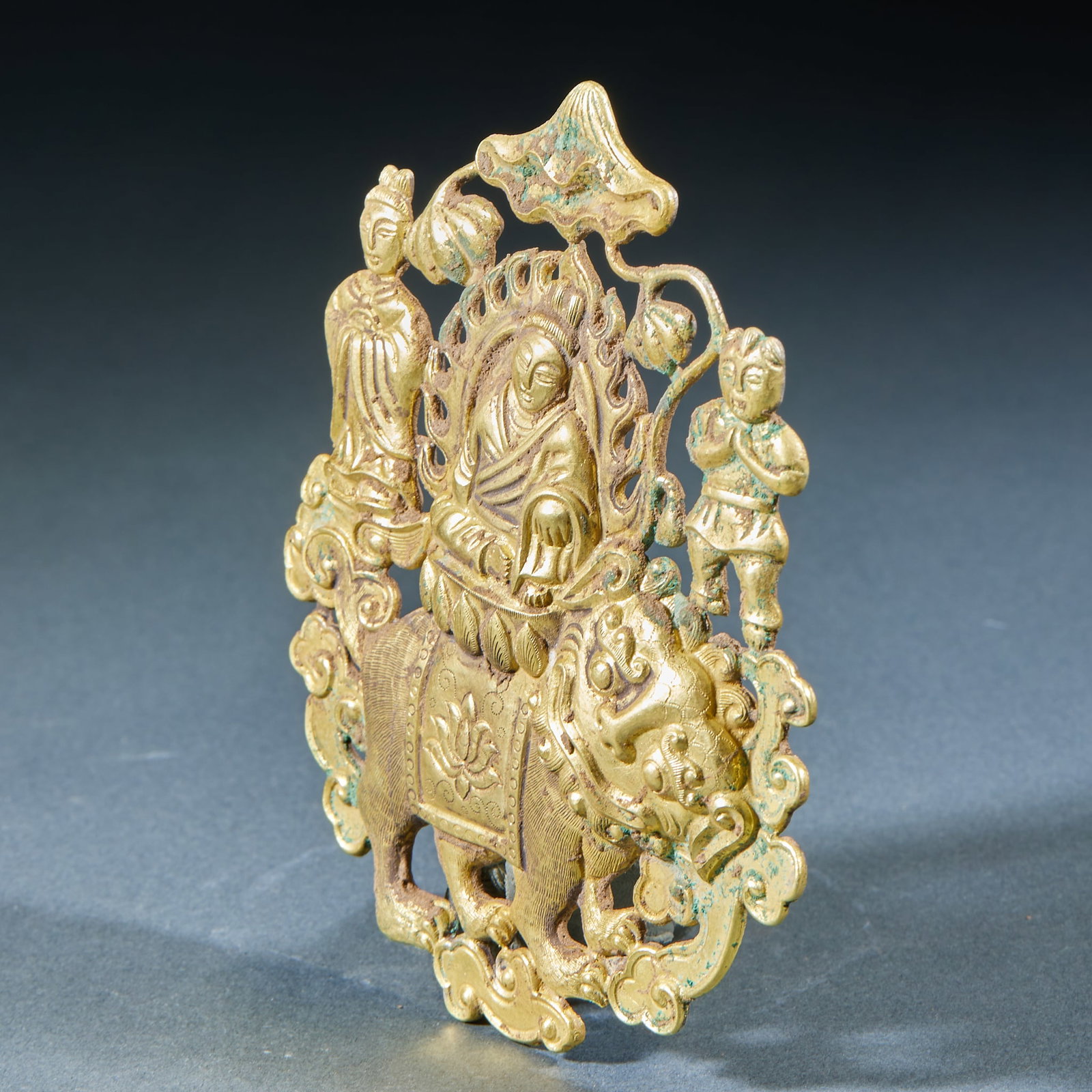 Gilt Silver One Buddha and Two Disciples - 4