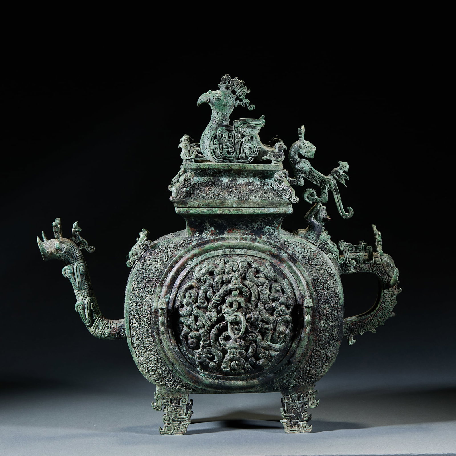 Warring States to Han Period Bronze Dragon Pattern He Vessel (1 of 9)