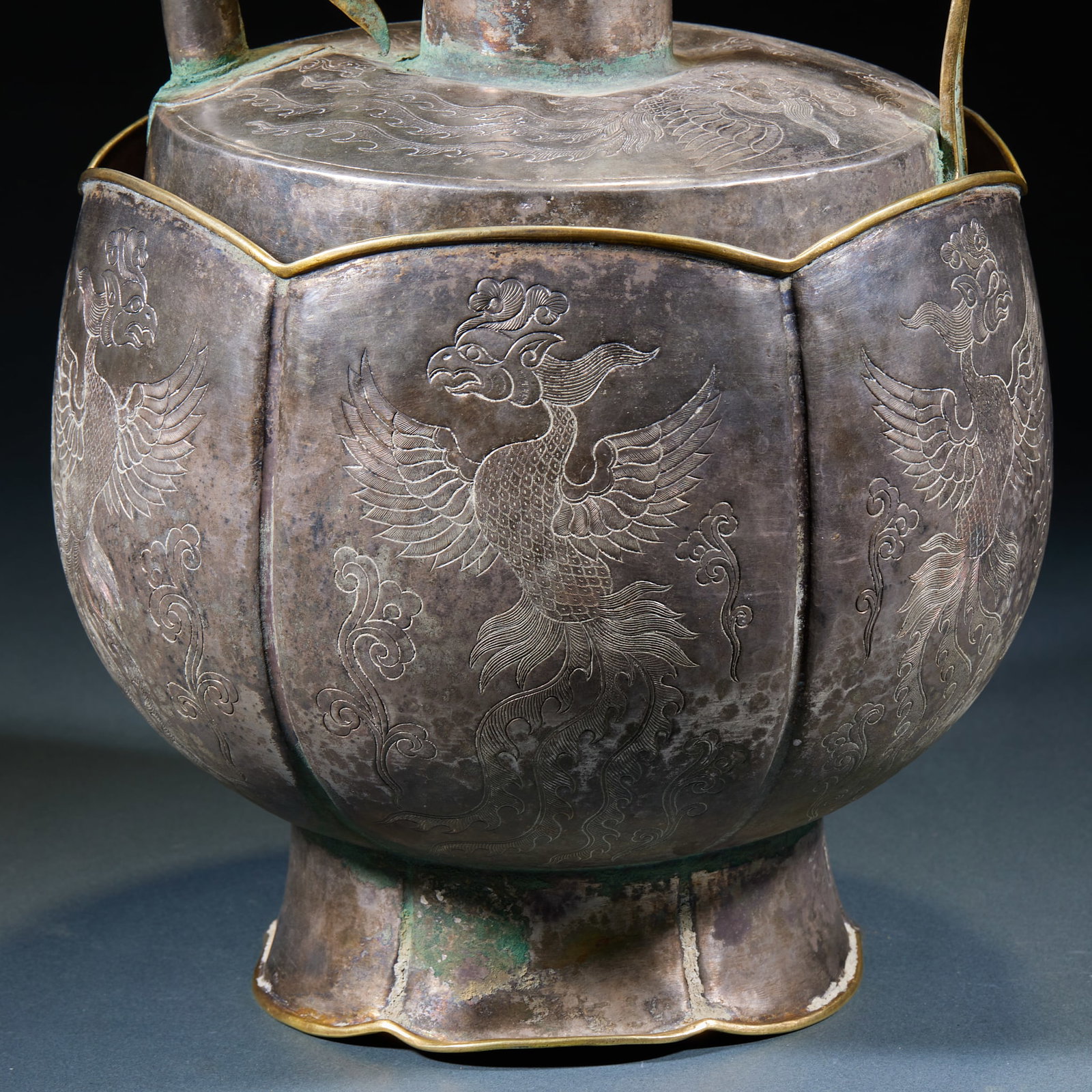 Gilt Silver Phoenix Pattern Wine Warmer - 2