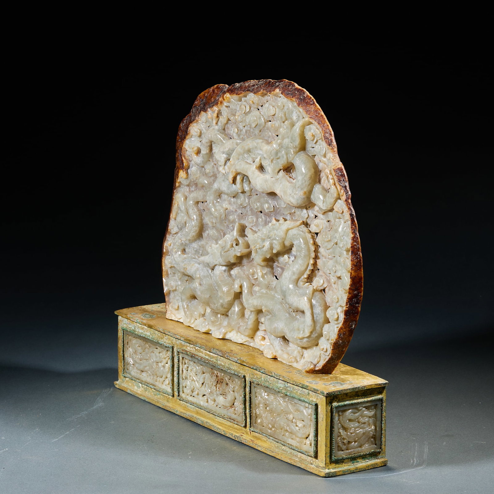 Hetian Jade Dragon Pattern Screen - 7