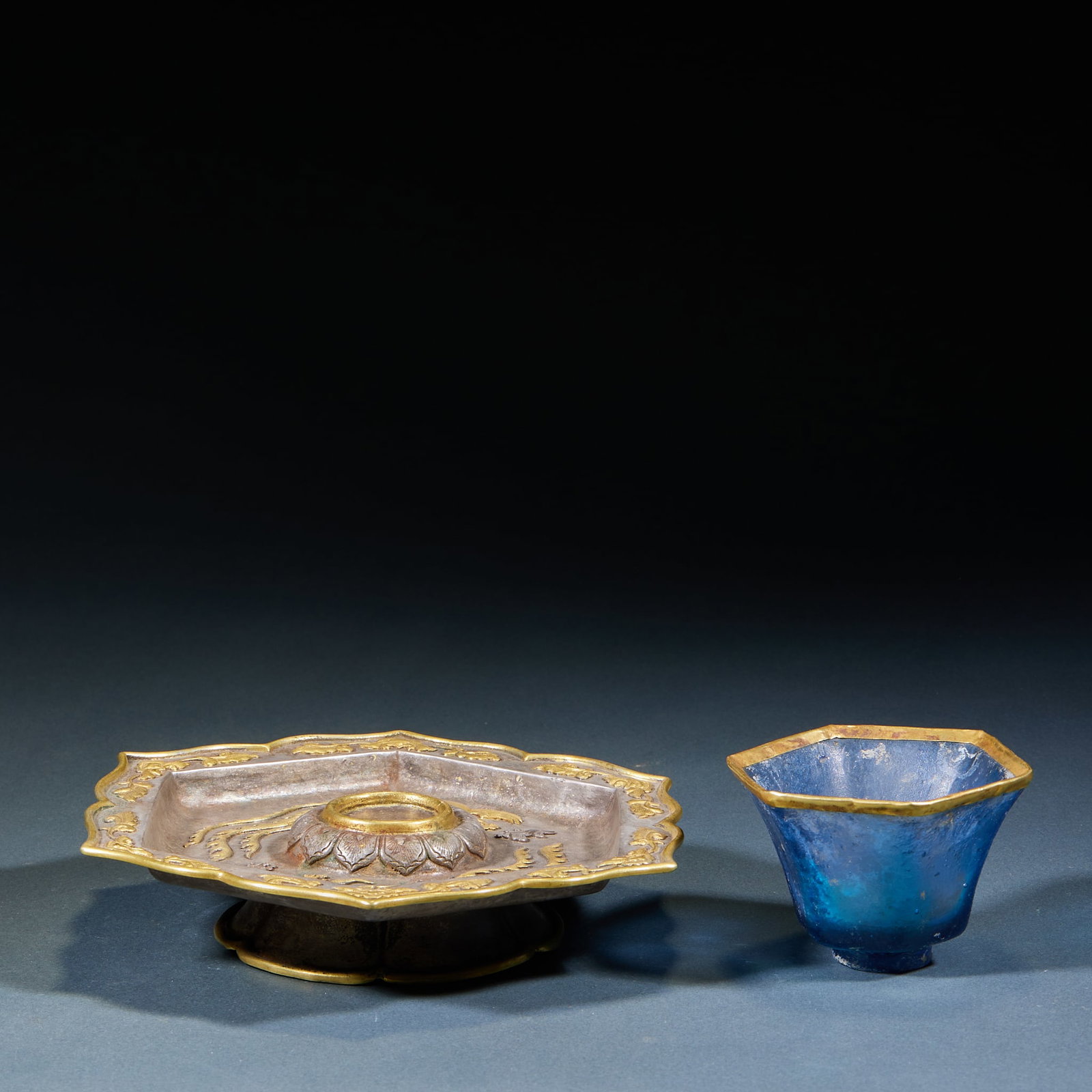 Gilt Silver Colored Glaze Phoenix Cup - 2