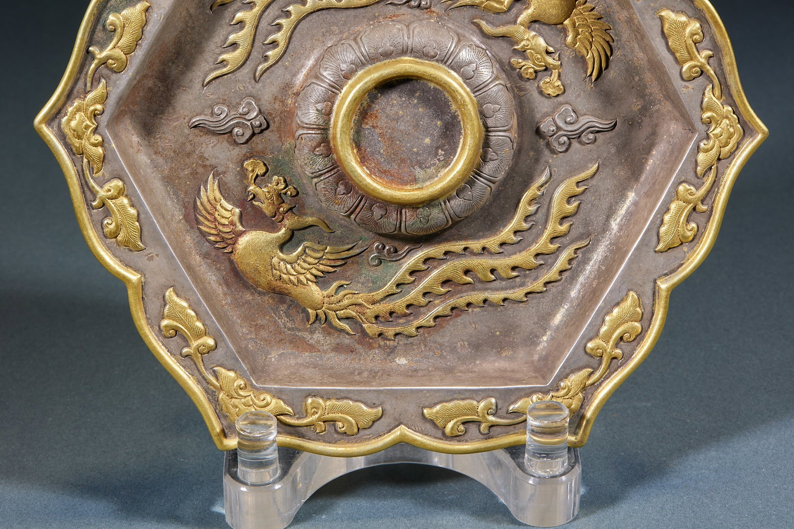 Gilt Silver Colored Glaze Phoenix Cup - 8