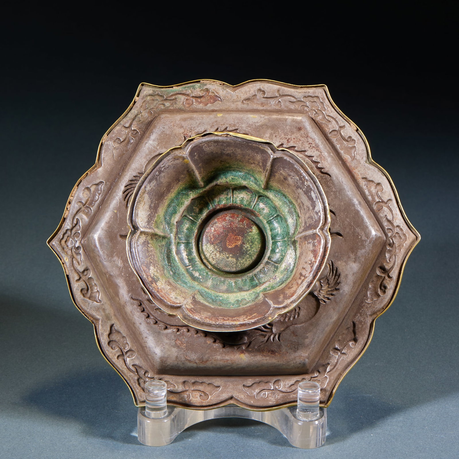 Gilt Silver Colored Glaze Phoenix Cup - 9