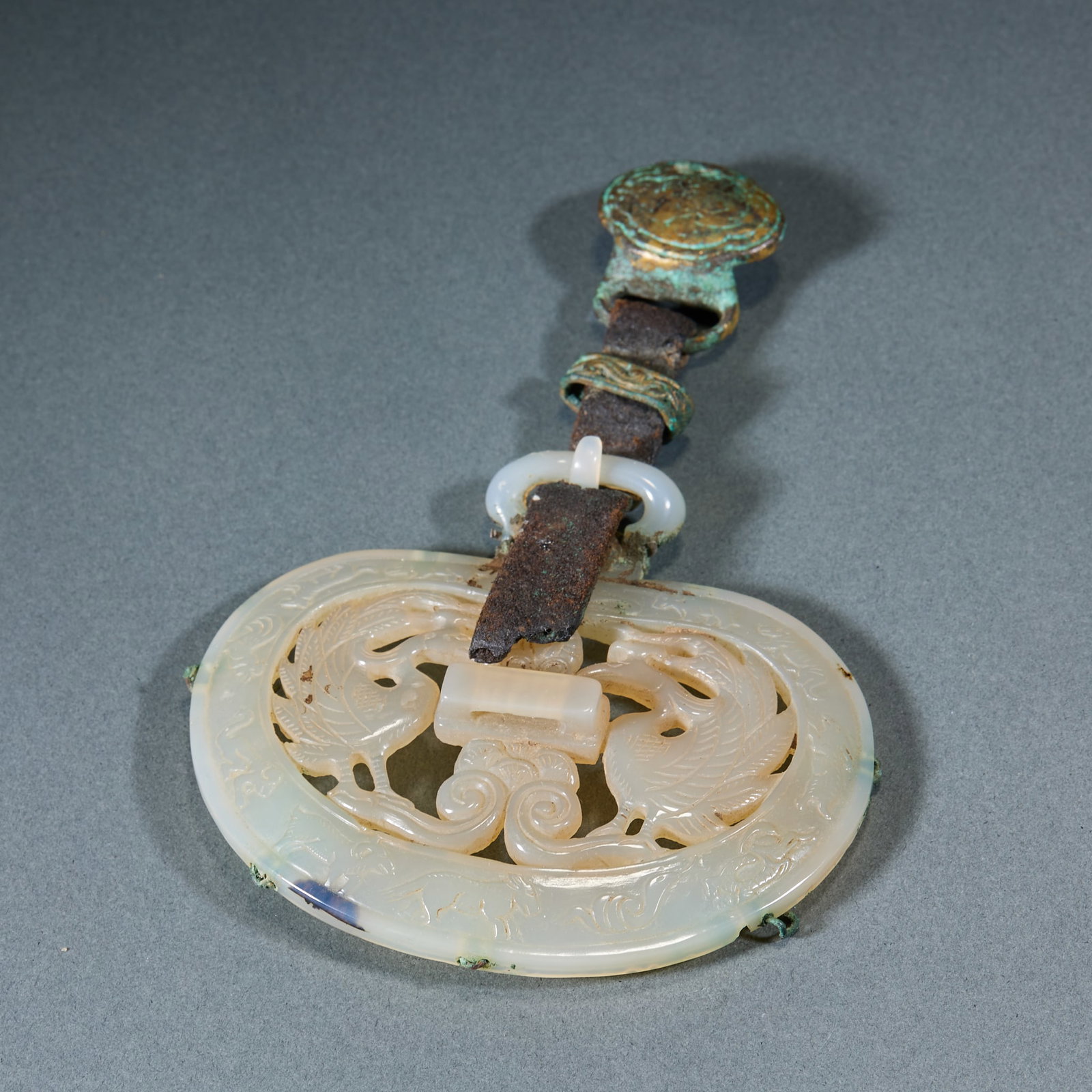 Agate Double Phoenix Pendant: Agate Double Phoenix Pendant: Mild translucent agate with openwork carved double phoenix patterns, exquisite delicate craftsmanship. Length 8.5cm, width 8cm, weight 58g. Ancient jade pendant ornament