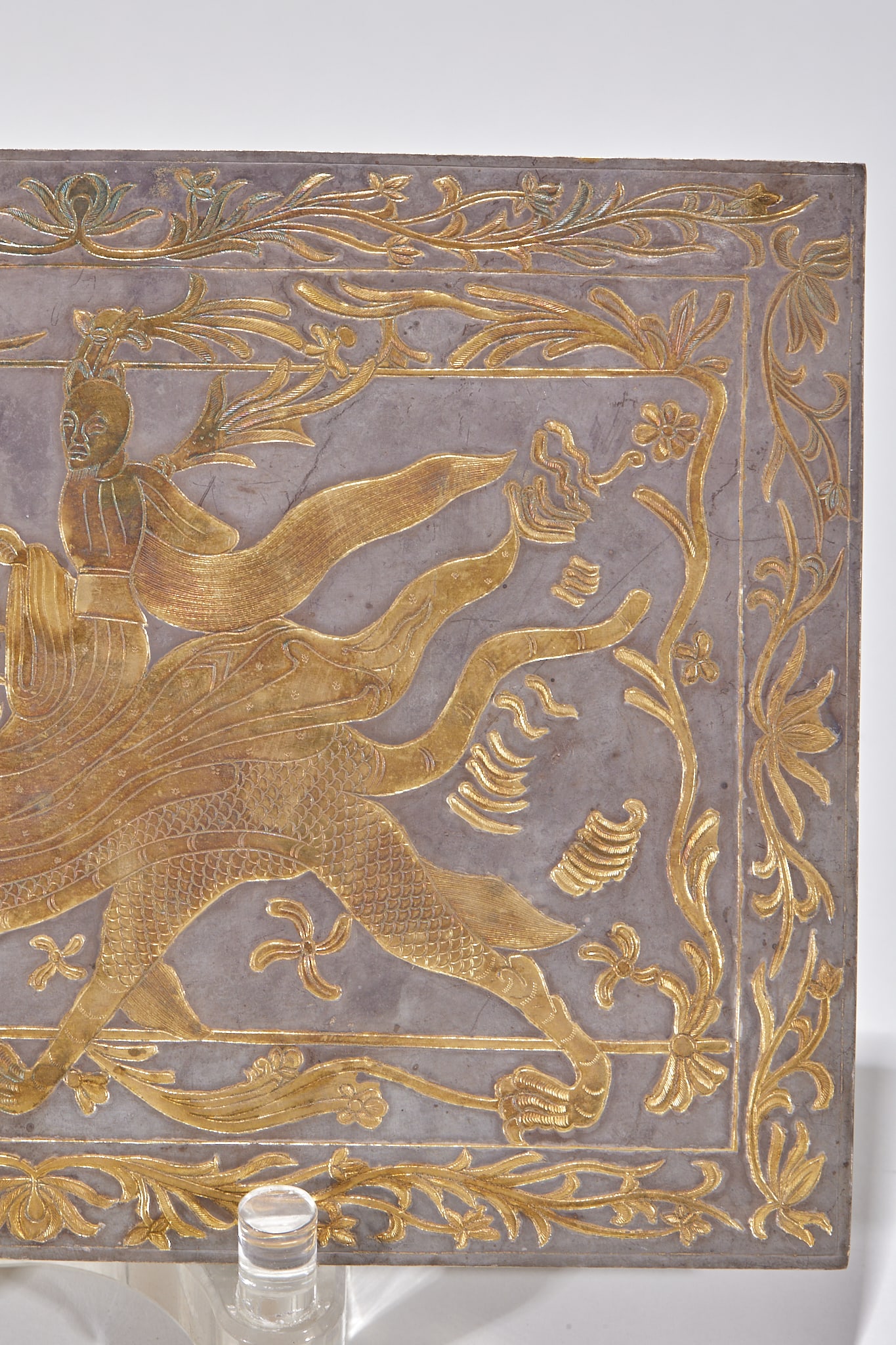 Gilt Silver Qilin and Figure Plaque - 4