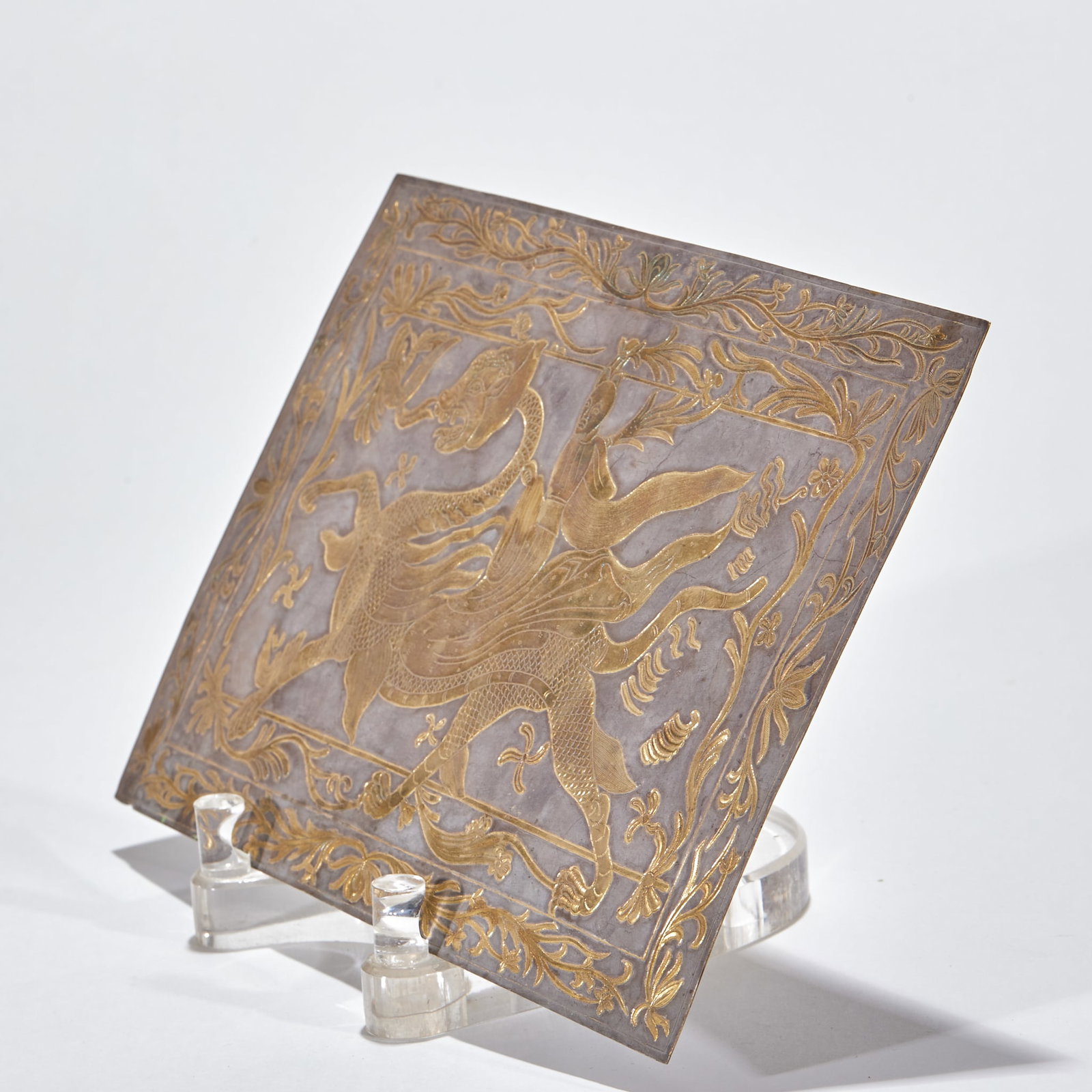 Gilt Silver Qilin and Figure Plaque - 5