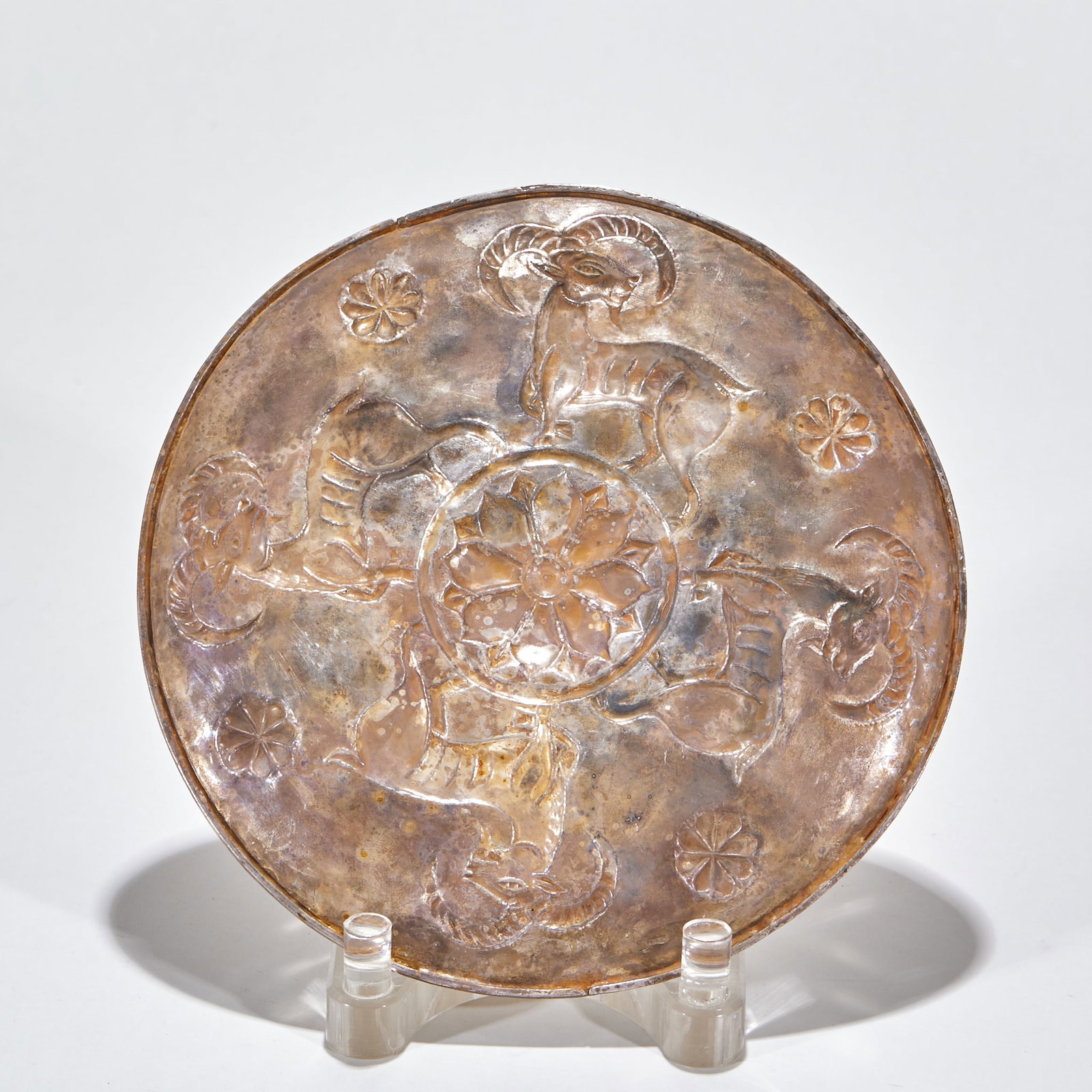 Gilt Silver Chiseled Sheep Pattern Plate - 6