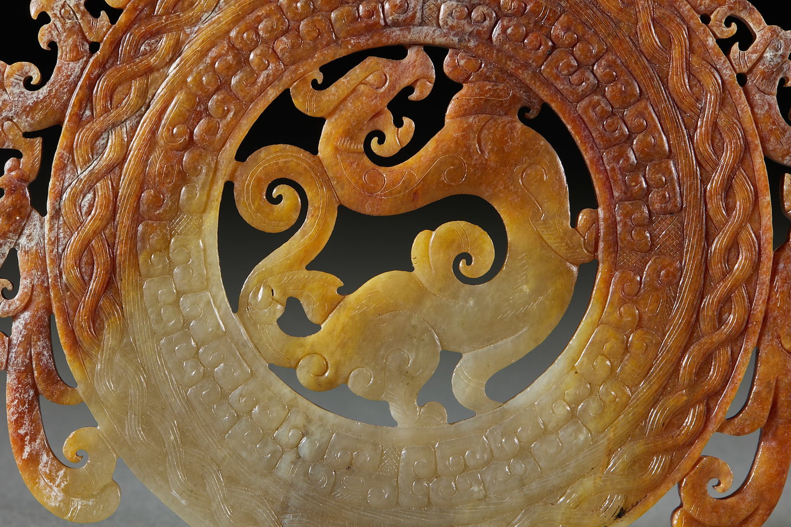 Pre-Ming Dragon Pattern Jade Bi Disc - 2