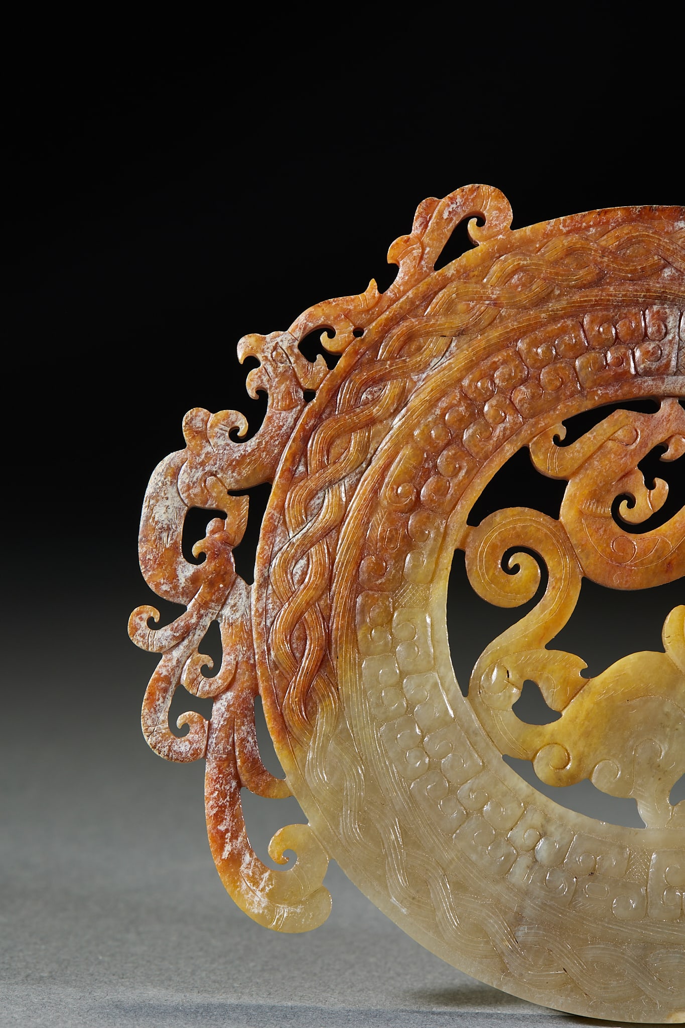 Pre-Ming Dragon Pattern Jade Bi Disc - 3