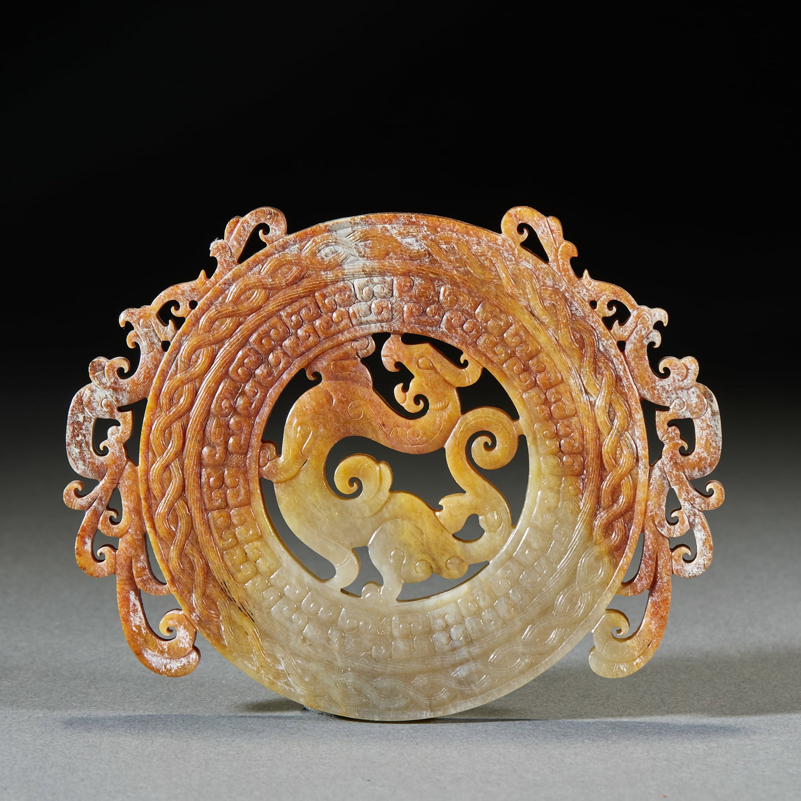 Pre-Ming Dragon Pattern Jade Bi Disc - 5