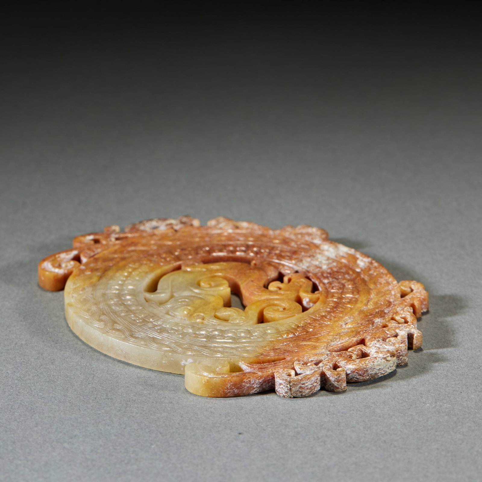 Pre-Ming Dragon Pattern Jade Bi Disc - 6