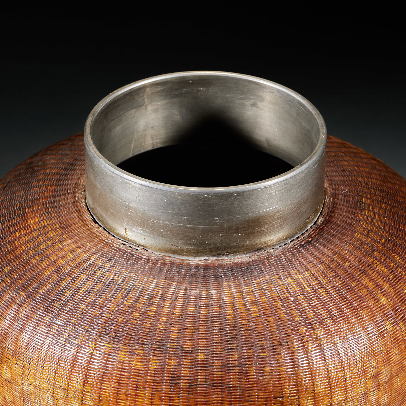 Woven Bamboo Pattern Tin Tea Caddy - 9