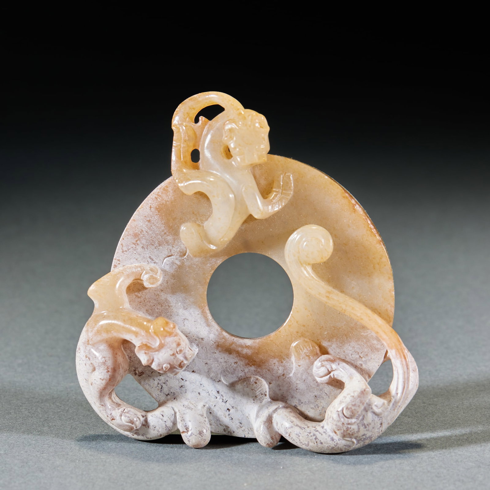 Han Dynasty Protruding Chilong Jade Bi Disc (1 of 5)