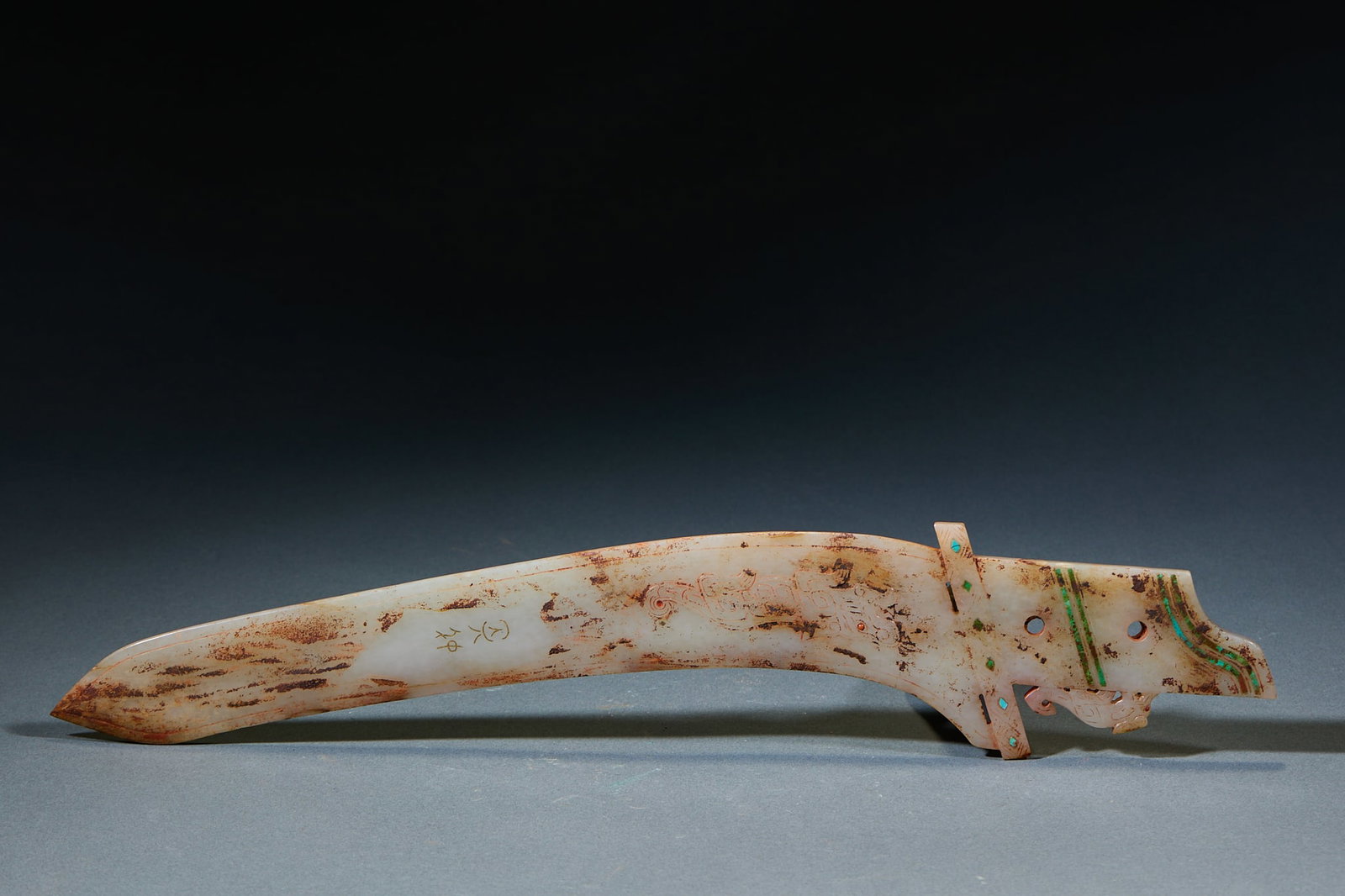 Turquoise Inlaid Jade Ge Dagger-Axe (1 of 7)