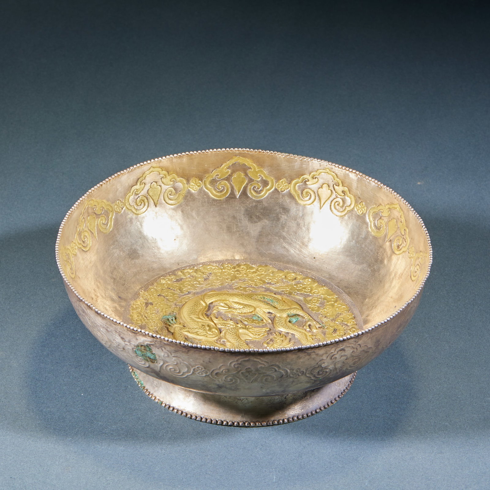 Gilt Silver Dragon Pattern Bowl (1 of 5)