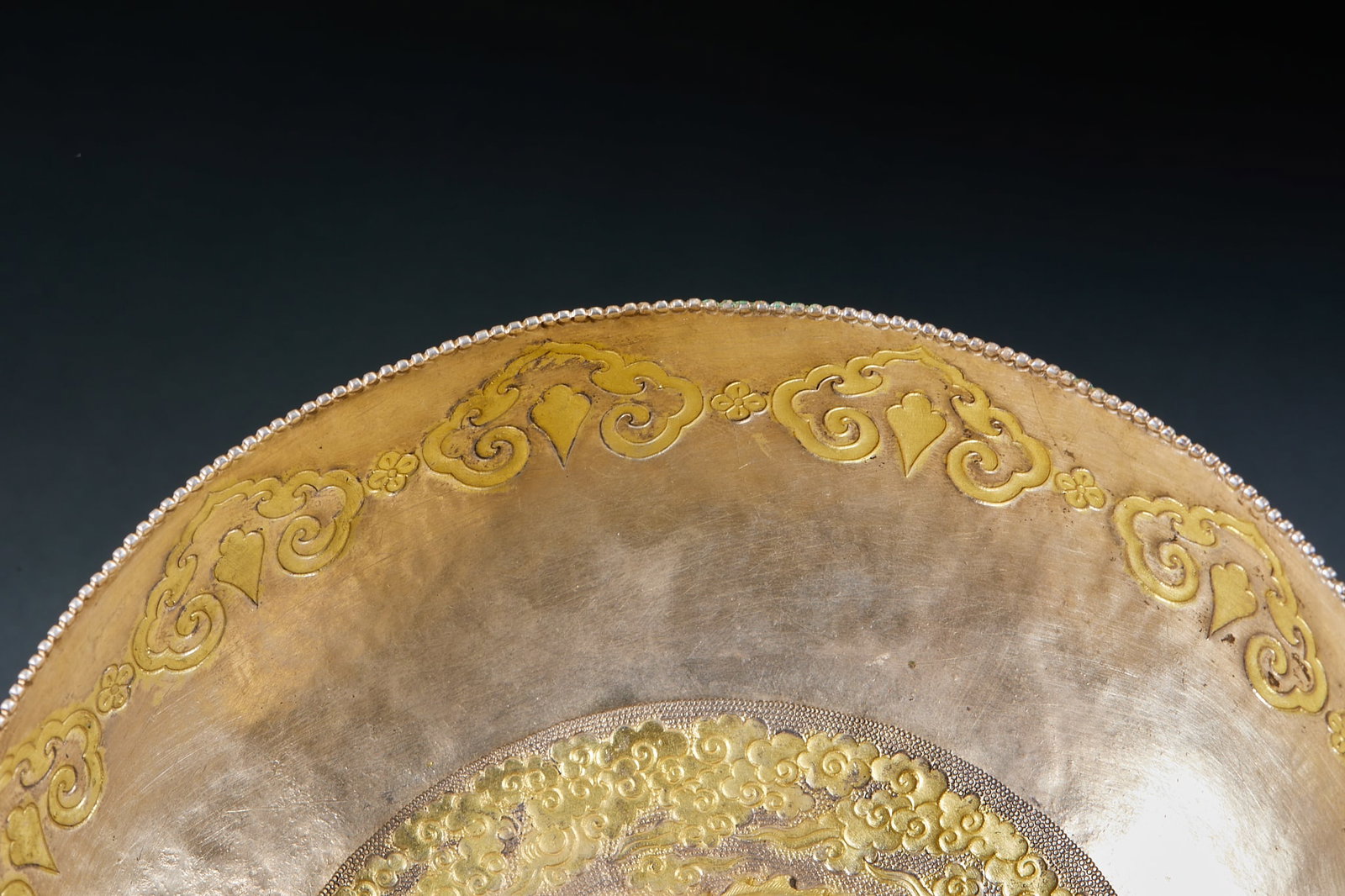 Gilt Silver Dragon Pattern Bowl - 3