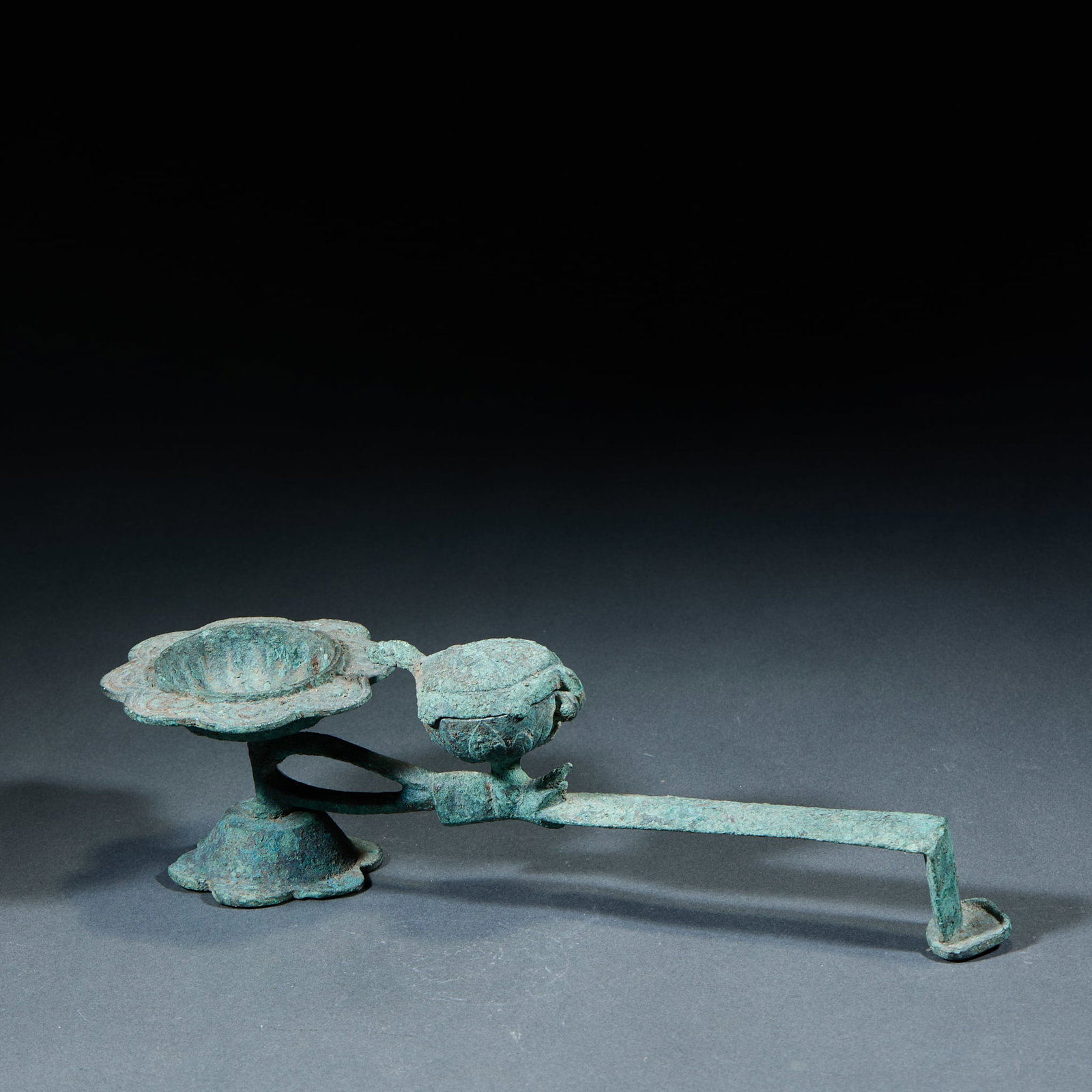 Bronze Longevity Turtle Handheld Candlestick - 2