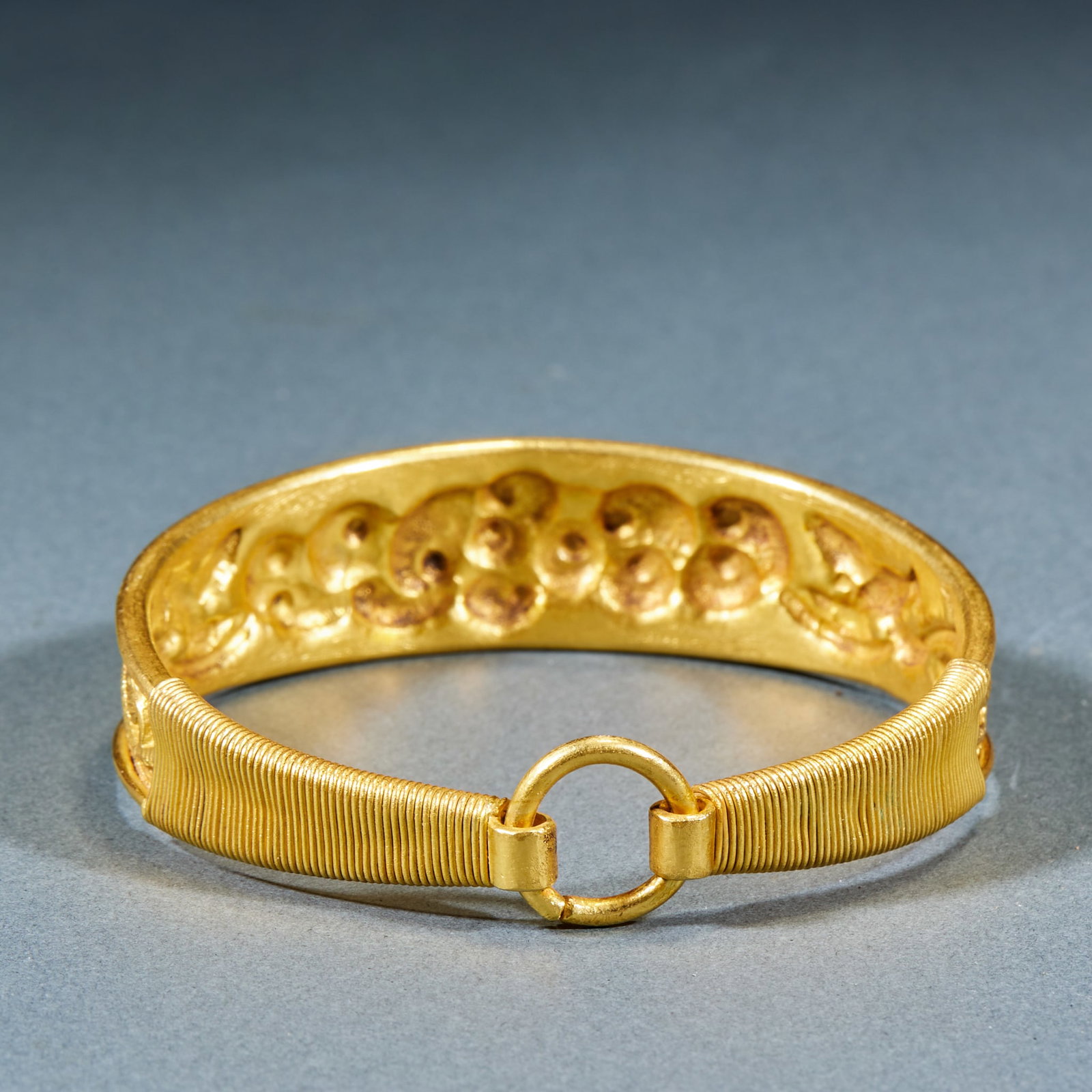 Gilt Bronze Flower and Bird Pattern Bangle, A Pair - 4