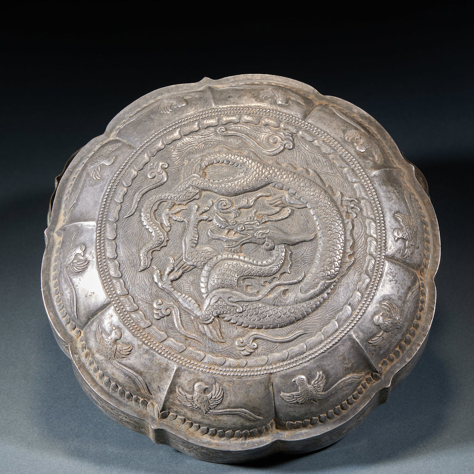 Pure Silver Dragon Pattern Cover Box - 3