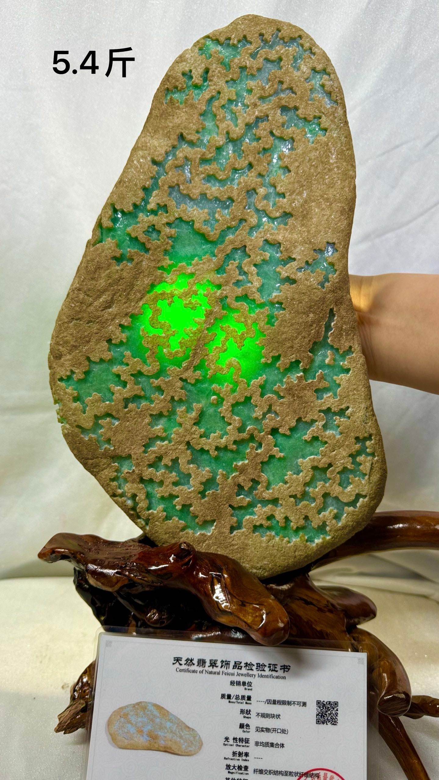 Full Green Jadeite Rough Stone With Certificate (1 of 10)