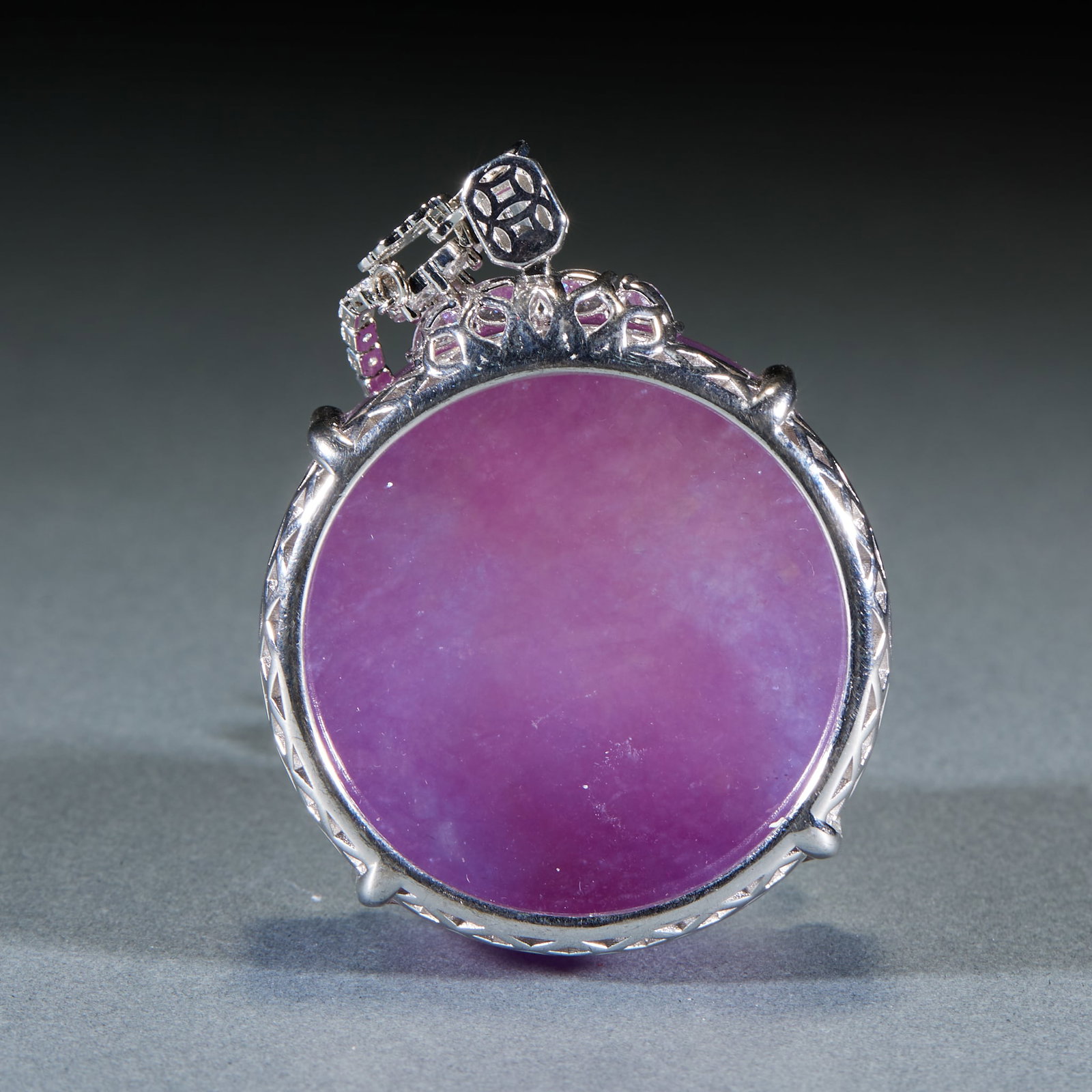 Violet Jadeite Plain Plaque, Sterling Silver Mount - 3