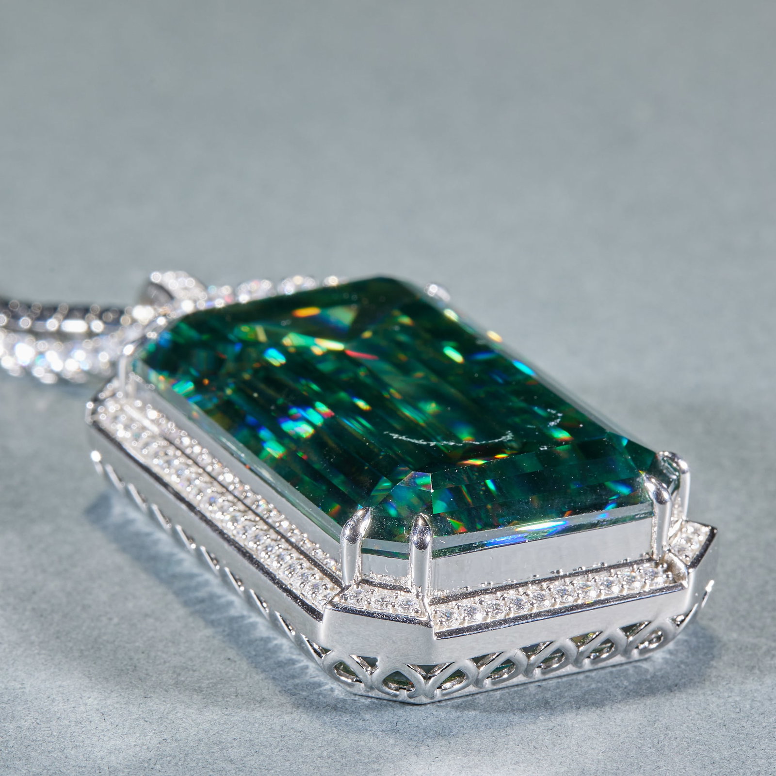 Diamond Plain Plaque, Sterling Silver Mount - 5