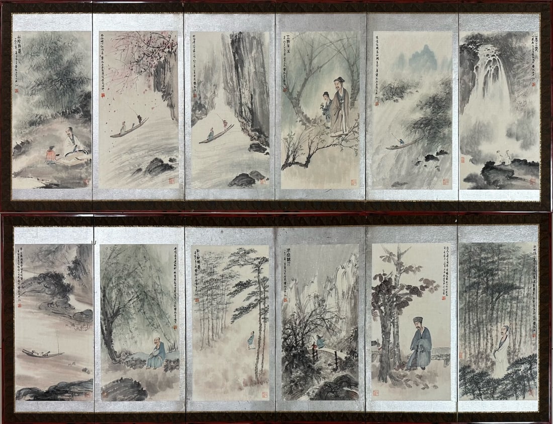 Twelve Repatriated Fine Landscape Screens, by Fu Baoshi (1 of 20)