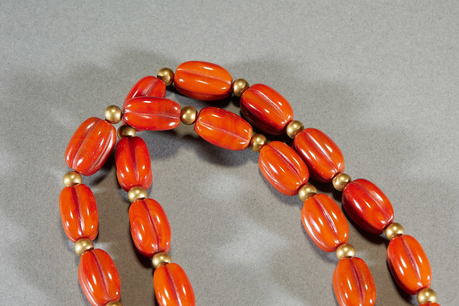 Agate Melon-Ribbed Bead Strand - 2