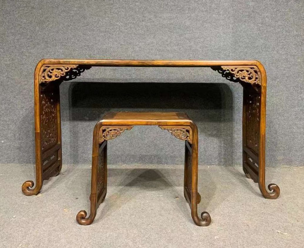 Huanghuali Wood Guqin Table with Curved Edges (1 of 9)