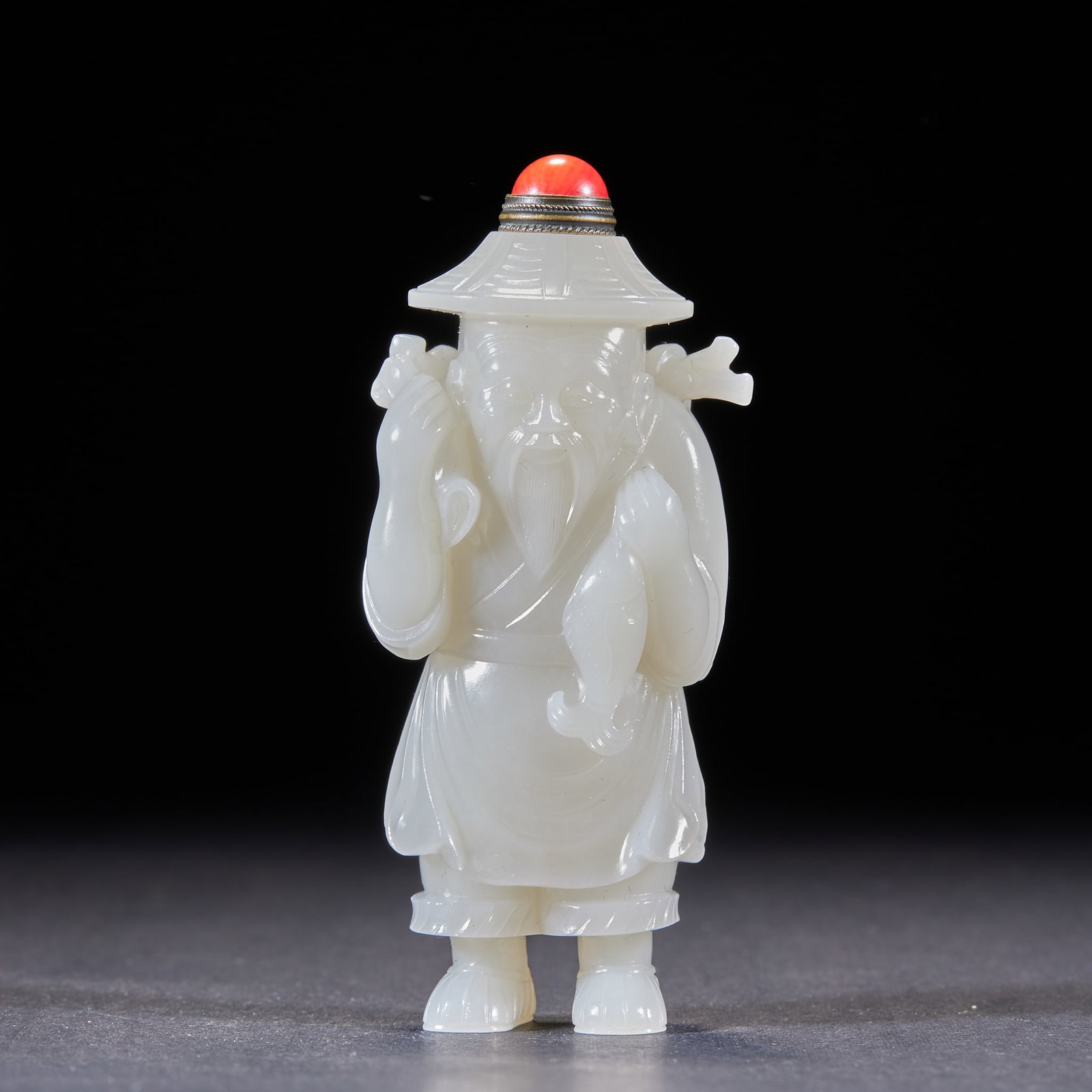 Hetian Jade Snuff Bottle with Fisherman Gaining Profit Motif (1 of 8)