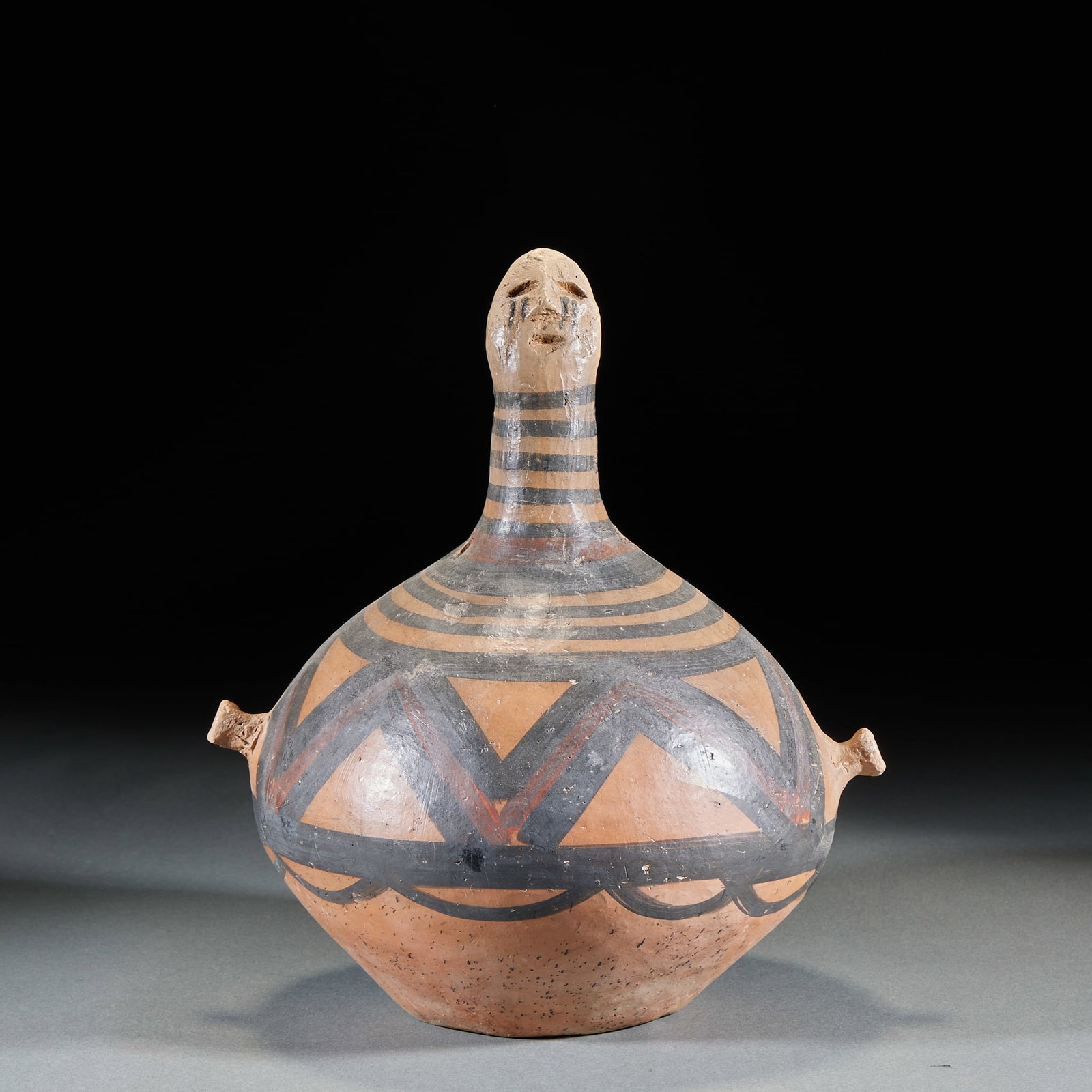 Majiayao Culture Human-Head Shaped Painted Pottery Pot (1 of 10)