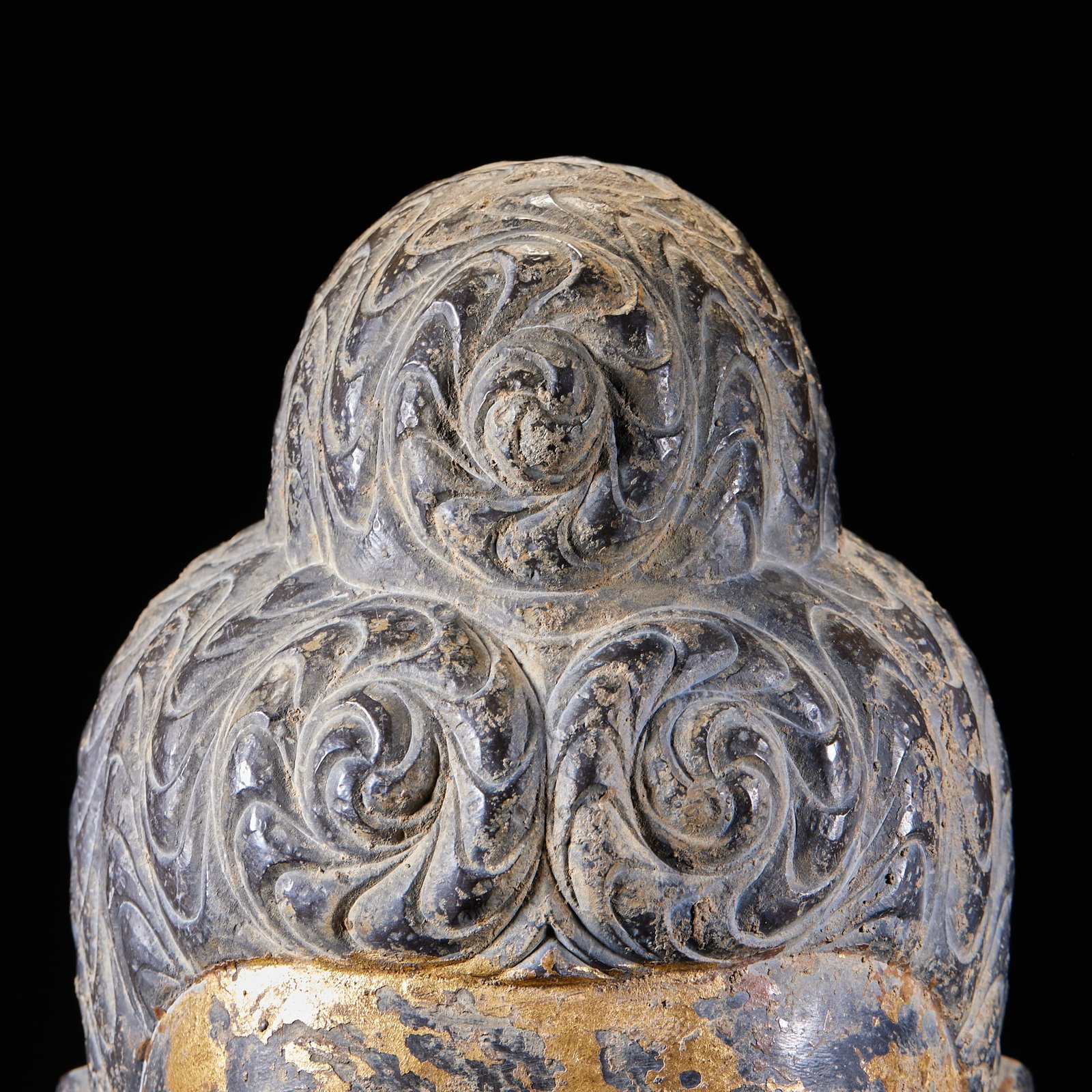 Bluestone Gilded Buddha Head - 2