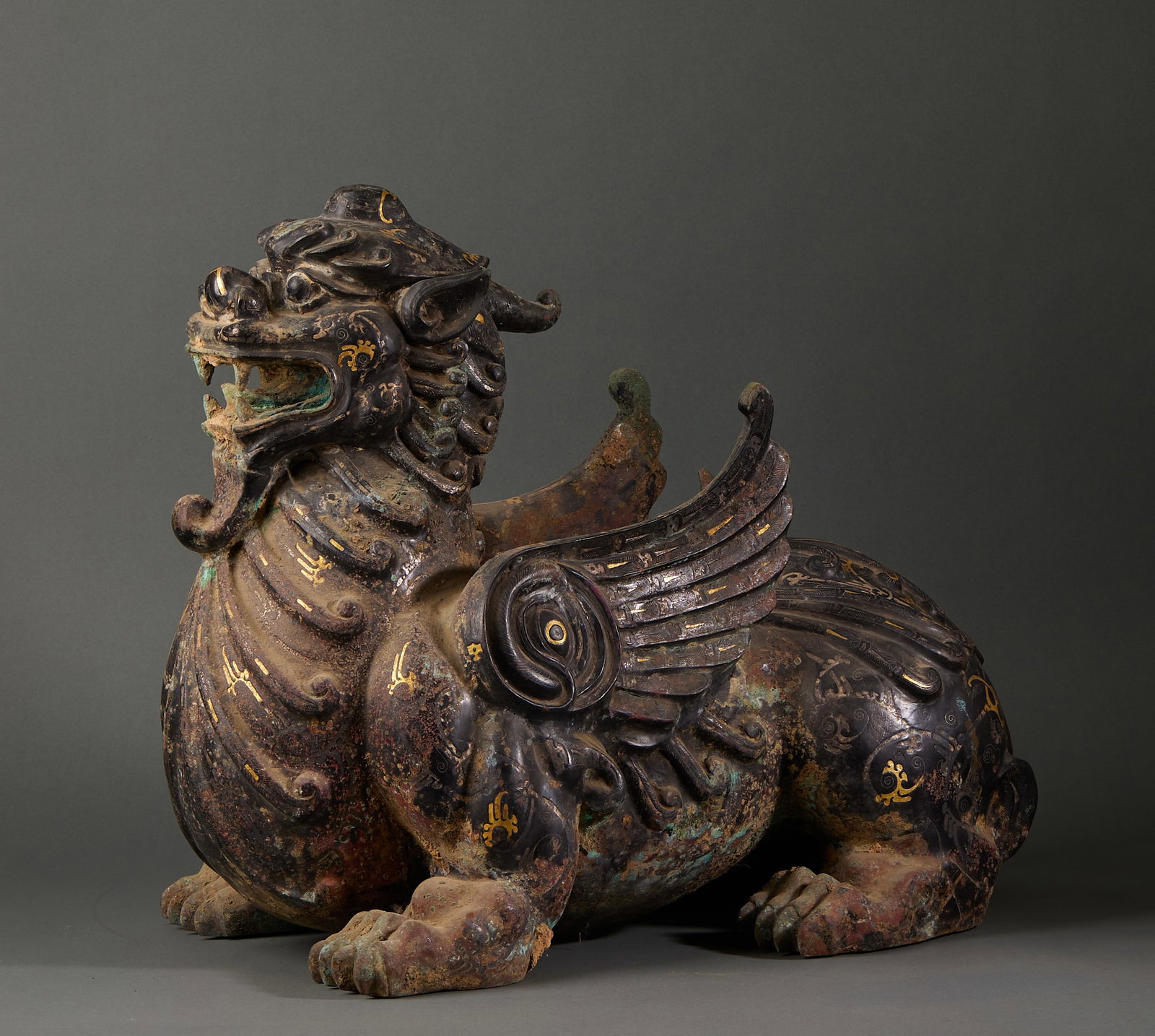 Gold-Silver Inlaid Ornament of Bi'an, the Seventh of the Nine Dragon Sons (1 of 18)