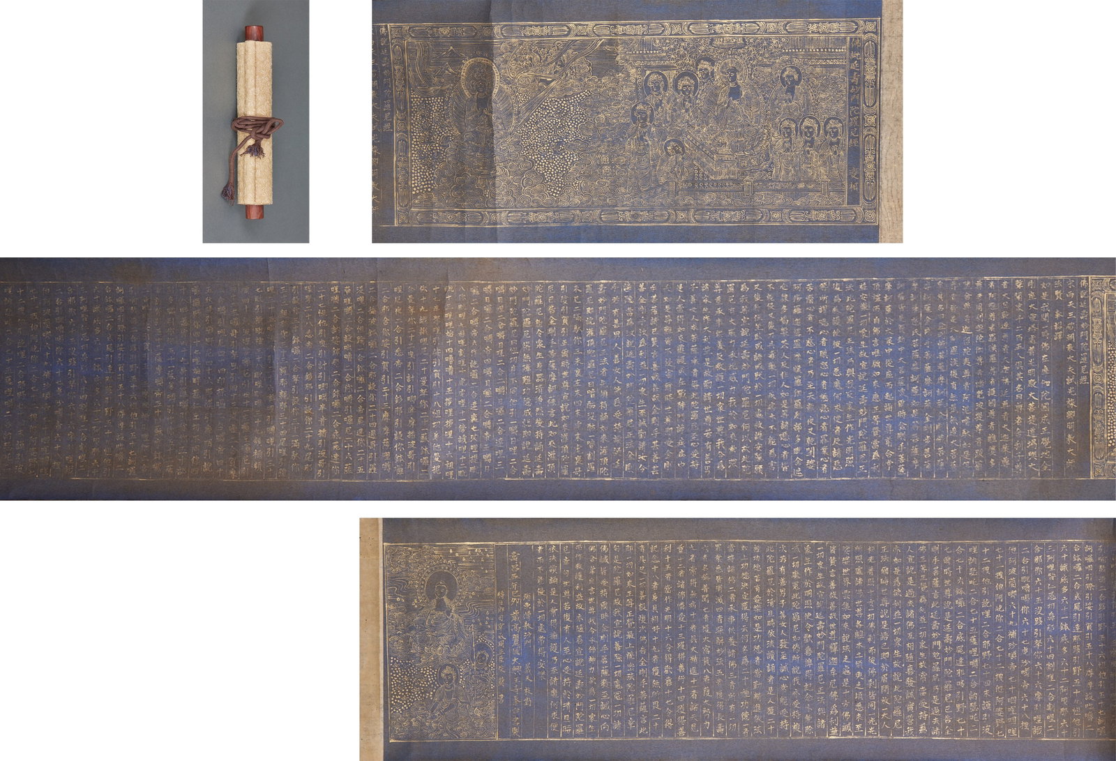 Hand-Copied Gold-Outlined Sutra of the Longevity Gate Dharani as Spoken by the Buddha (1 of 12)
