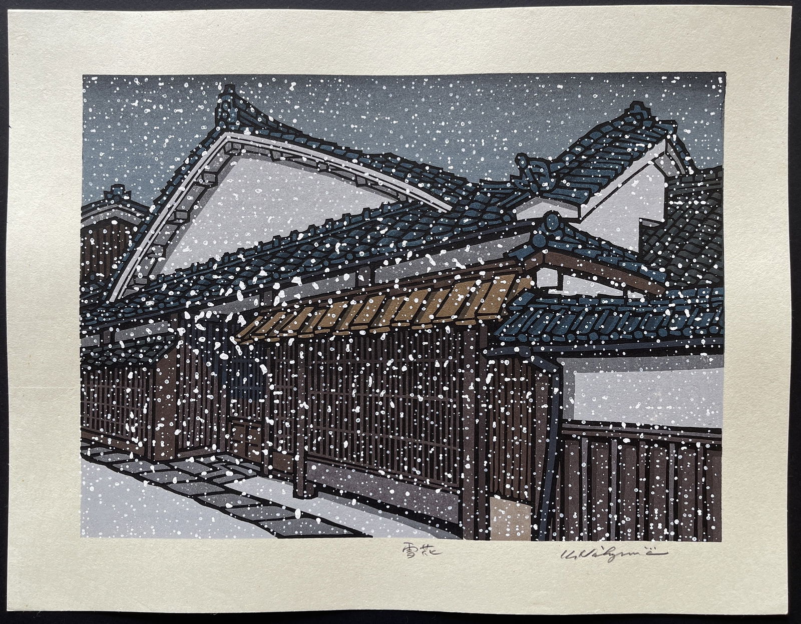Nishijima Katsuyuki: Snowflakes . Woodblock Print (Ukiyoe) NR (1 of 3)