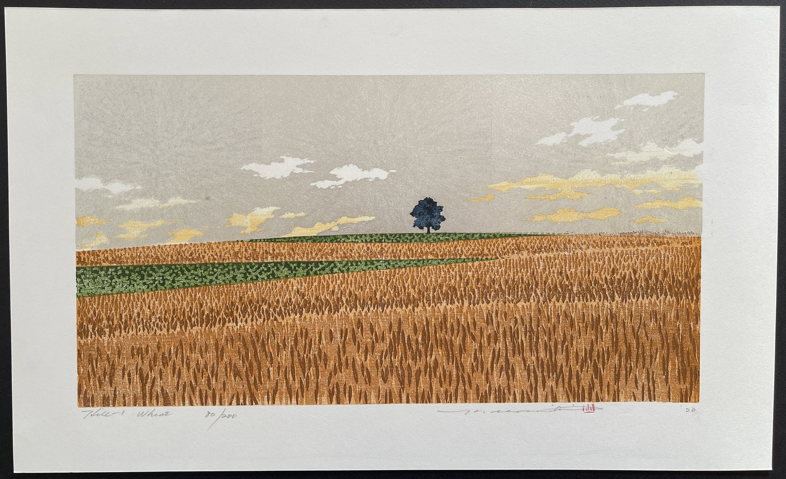 Hajime Namiki: Hill-1 Wheat. Woodblock Print (Ukiyoe) NR (1 of 4)