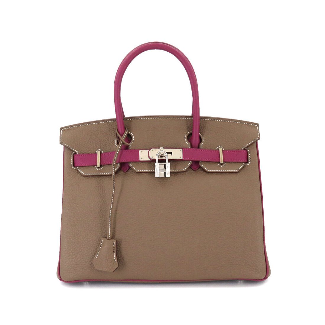 HERMES Birkin 30 Hand Bag Togo Etoupe Tosca Purse SPO: Condition:Pre-owned Brand:HERMES Style:Hand Bag Exterior Material:Togo Exterior Color:Etoupe , Tosca Department:Women Size W:11.81 inch Size H:9.45 inch Size D:5.91 inch Handl:11inch (28cm)