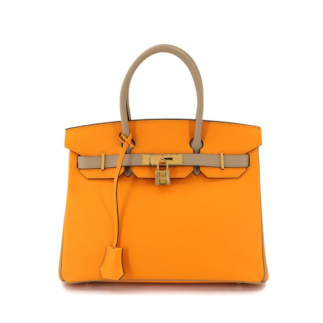 HERMES Birkin 30 Hand Bag Epsom Jaune d'or Trench Purse: Condition:Pre-owned Brand:HERMES Style:Hand Bag Exterior Material:Veau Epsom Exterior Color:Jaune d'or , Trench Department:Women Size W:11.81 inch Size H:10.24 inch Size D:6.10 inch Handl:11inch (28cm