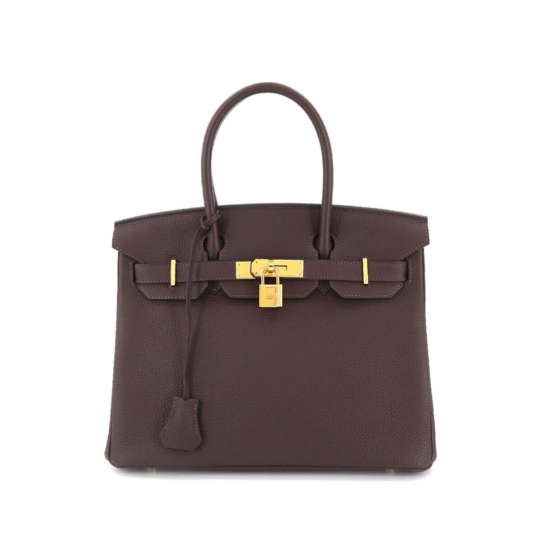 HERMES Birkin 30 Hand Bag Togo Leather Chocolate Brown Purse: Condition:Pre-owned Brand:HERMES Style:Hand Bag Exterior Material:Togo Exterior Color:Chocolate Department:Women Size W:11.81 inch Size H:9.06 inch Size D:5.91 inch Handl:12.2inch (31cm)