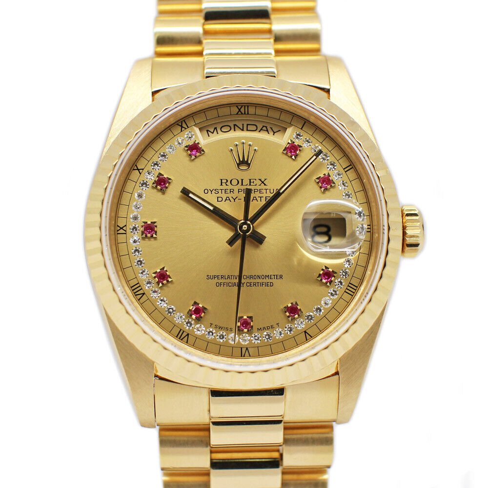 Rolex Day-Date 18238A Milliard Champagne Dial Men's Watch: Condition:Pre-ownedBrand / manufacturer : RolexProduct name : Rolex Day-Date 18238A Milliard Champagne Dial Men's WatchPart no : 18238AMaterial : YGProduct rank : Second-hand goodsArm Around (Max) : 1